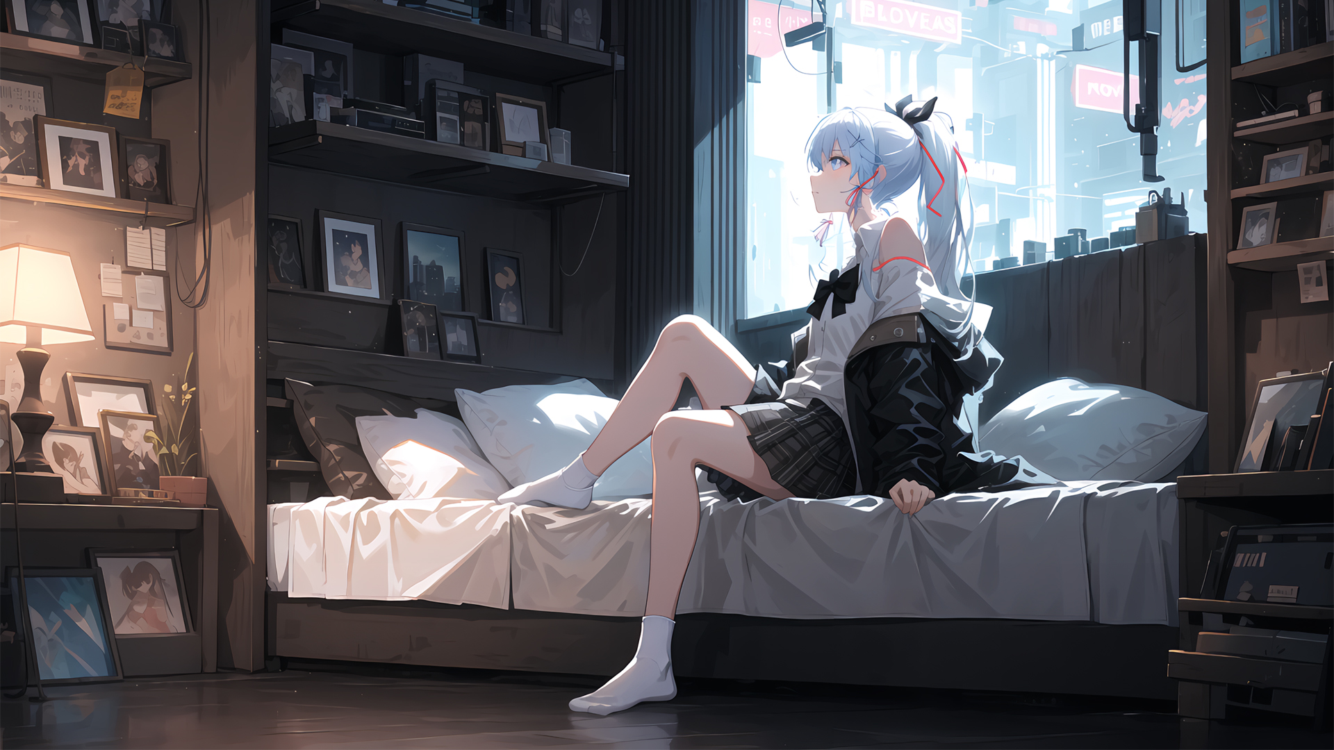 原神神里绫华AI绘画房间，免费动漫壁纸下载，高清电脑版