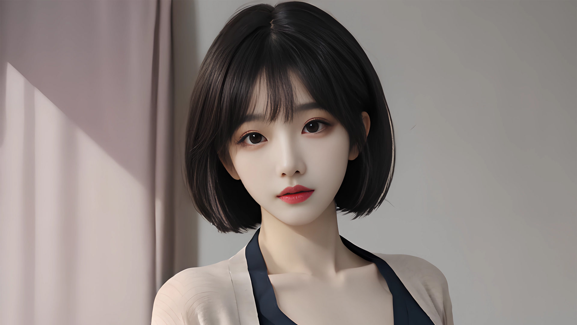 动漫美女壁纸大赏，短发女神AI绘画，免费电脑壁纸下载！