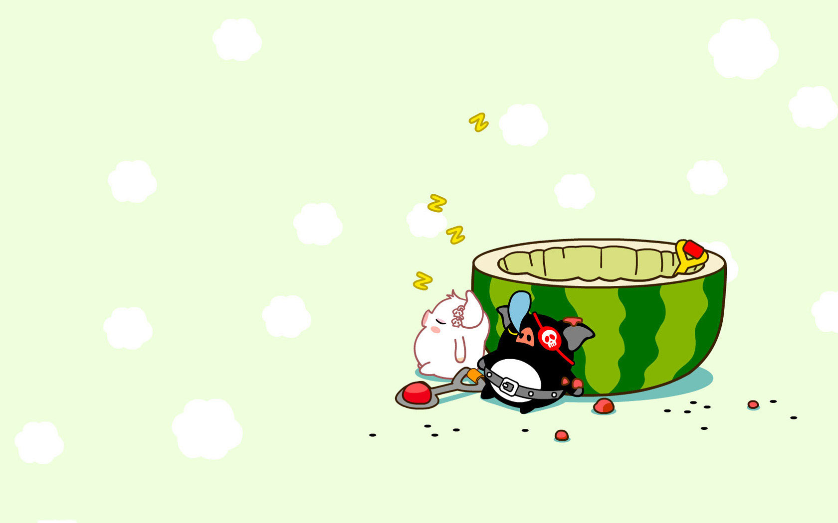 可爱卡通西瓜壁纸，免费动漫电脑壁纸高清下载