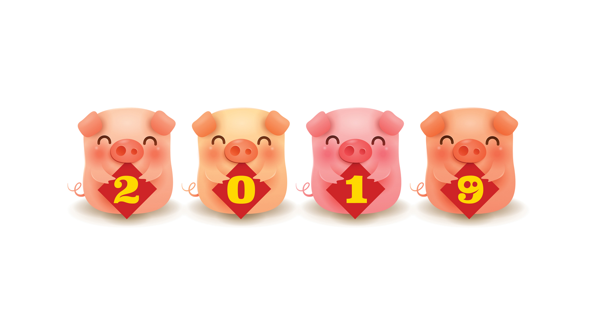 2019年春节快乐可爱小猪壁纸