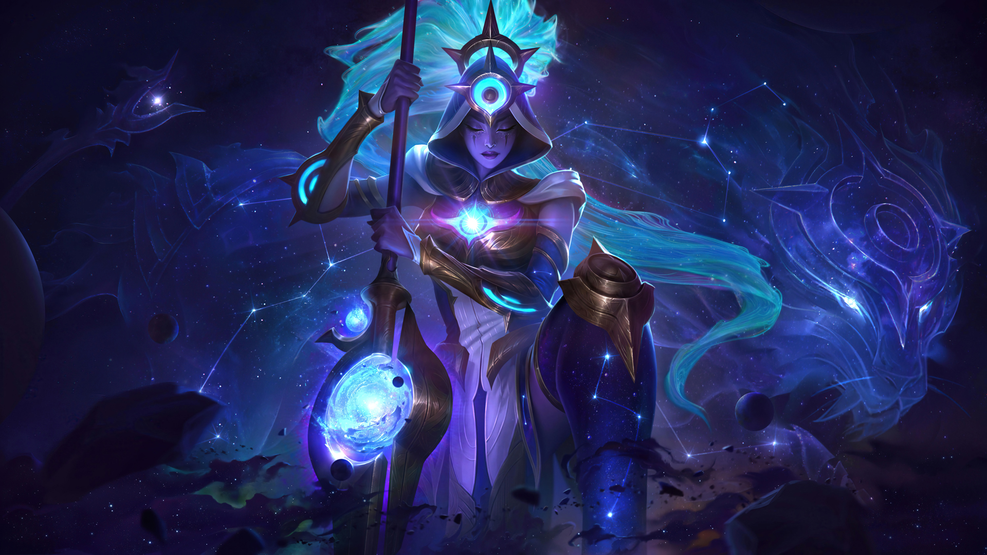 英雄联盟，狂野女猎手奈德丽之狮子星神壁纸，免费电脑游戏高清背景下载