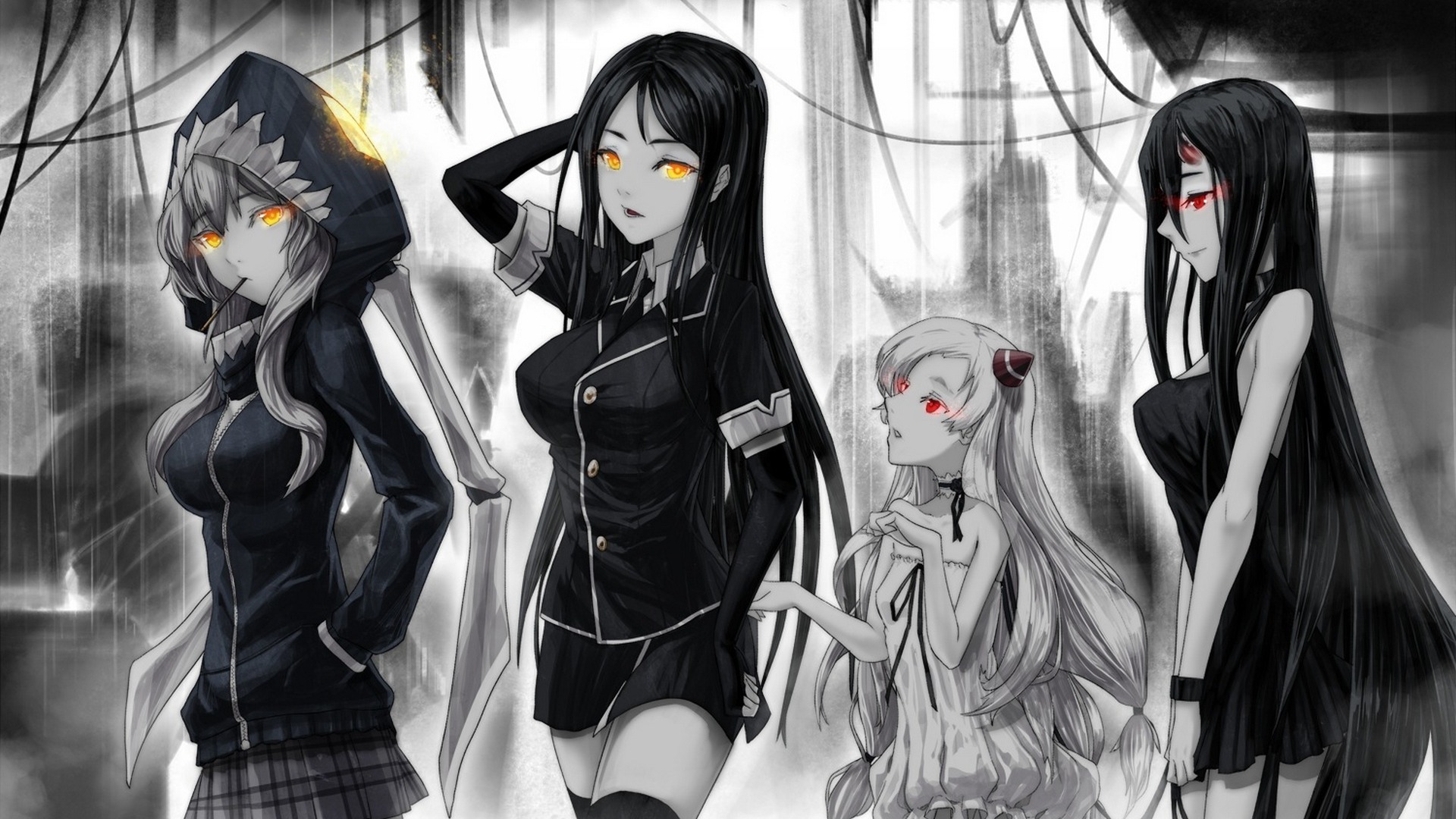 舰队收藏，舰队collection，动漫美少女，黑白动漫壁纸