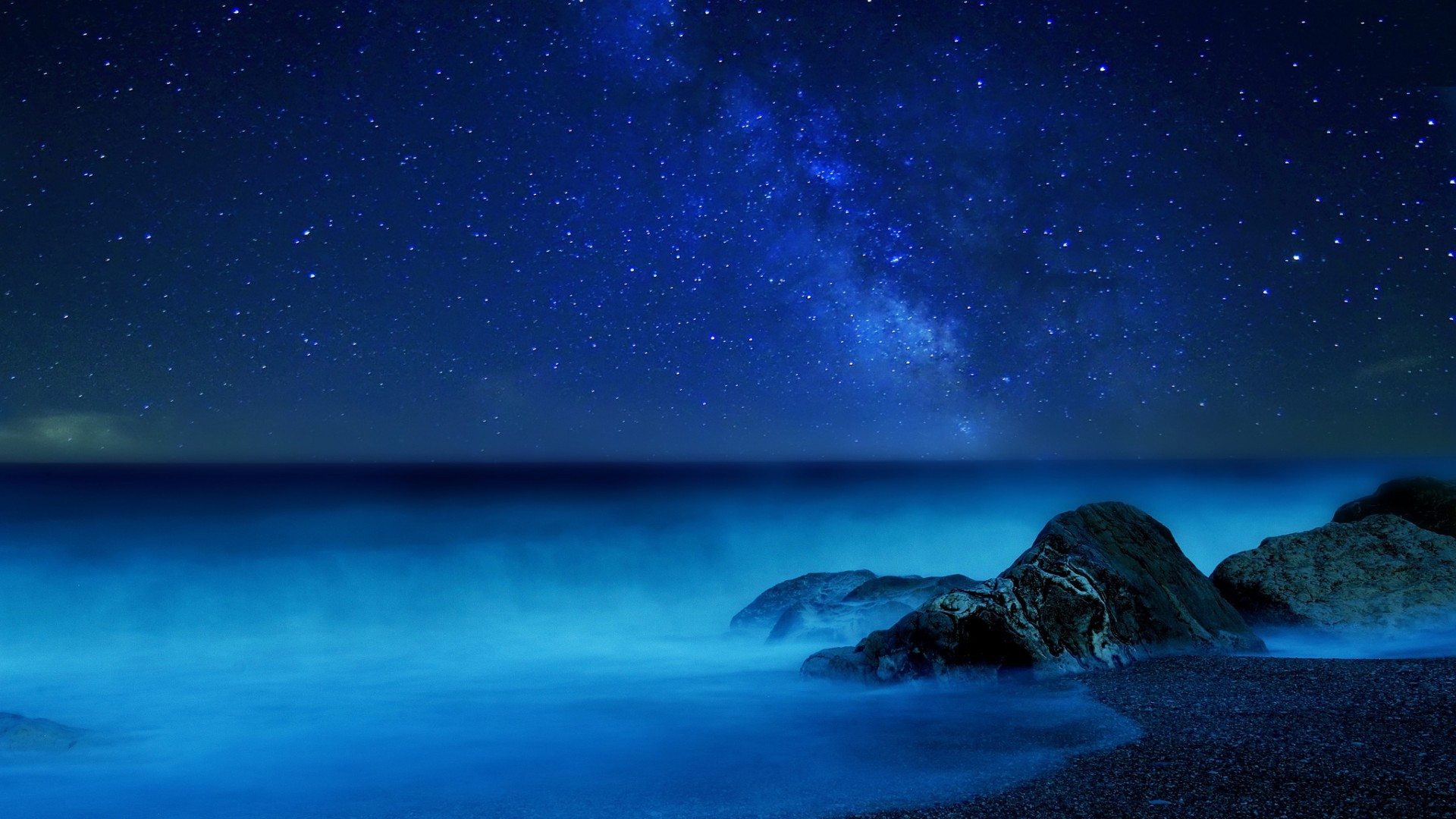 银河系，晚上，星星，天空，雾，风景桌面壁纸