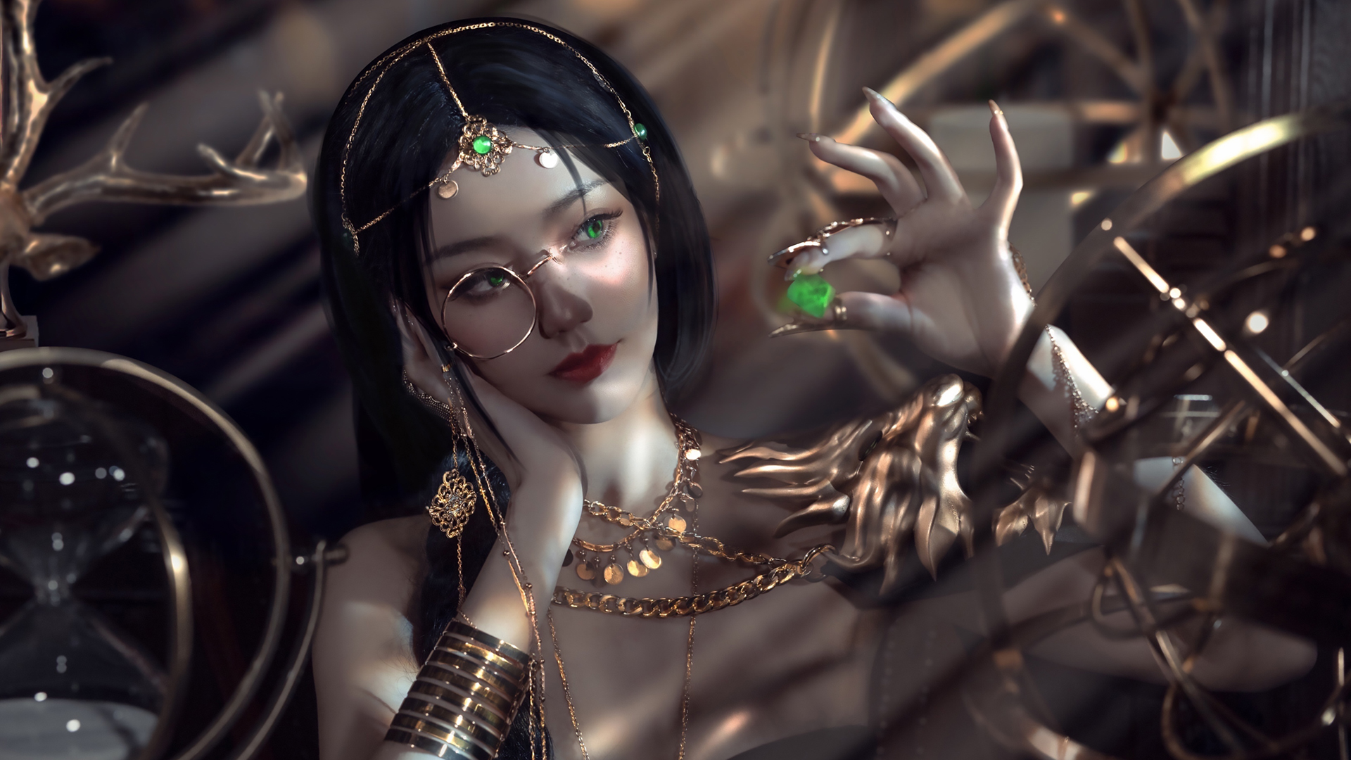 鬼刀Cosplay美女壁纸，高清桌面背景免费下载