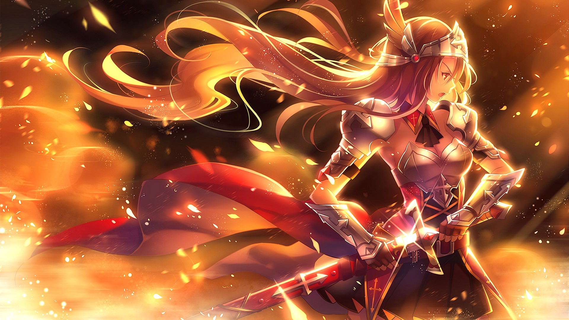 女孩武士剑光之美少女战士，炫酷动漫桌面壁纸免费下载