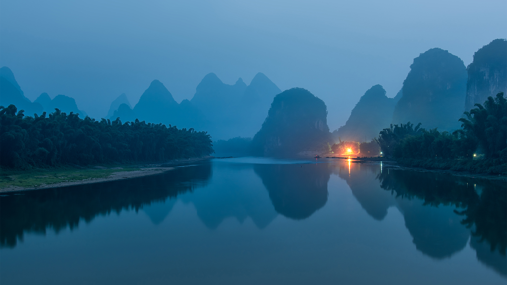 早晨桂林漓江山水风景高清壁纸