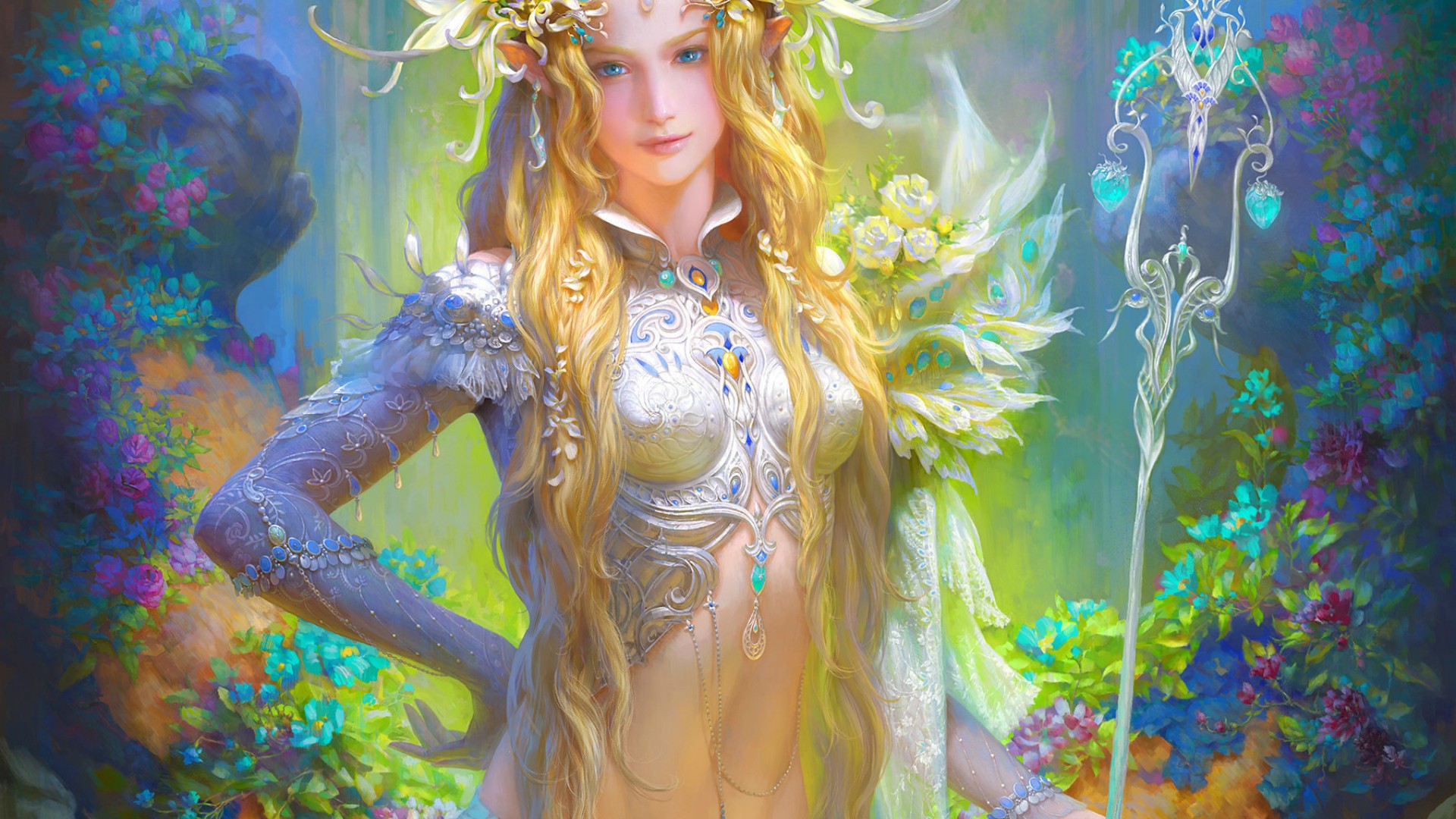 幻想艺术之美，小精灵之眼与秀发，唯美天使女神壁纸免费下载