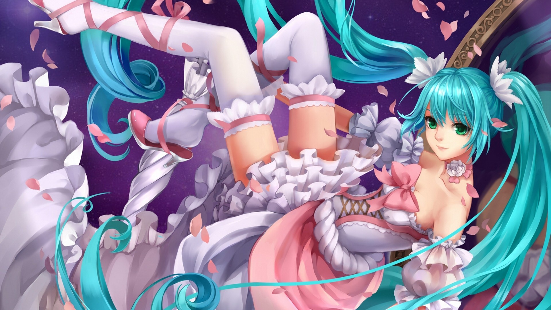 女孩的微笑魅力，初音未来动漫可爱少女壁纸，免费电脑壁纸下载