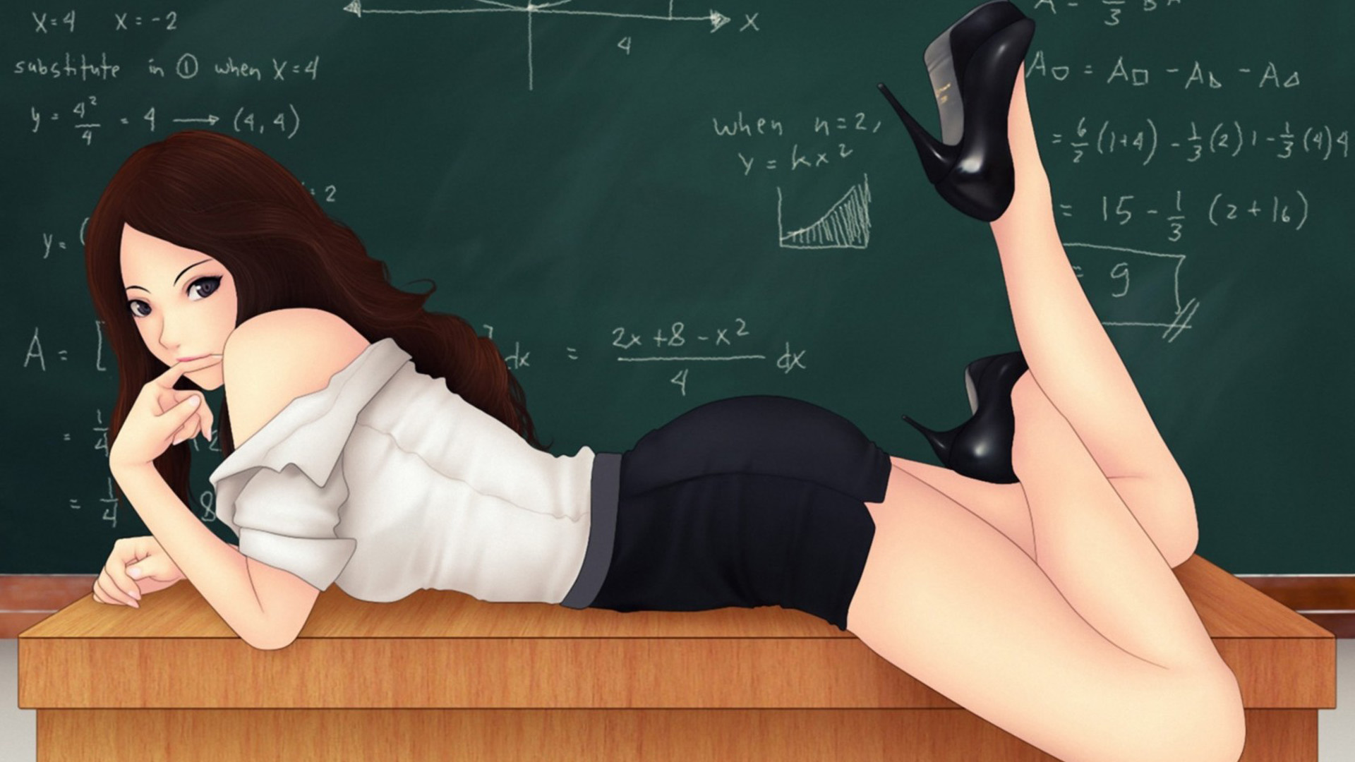 女孩优雅坐姿学校桌面壁纸 - 免费下载精美电脑壁纸