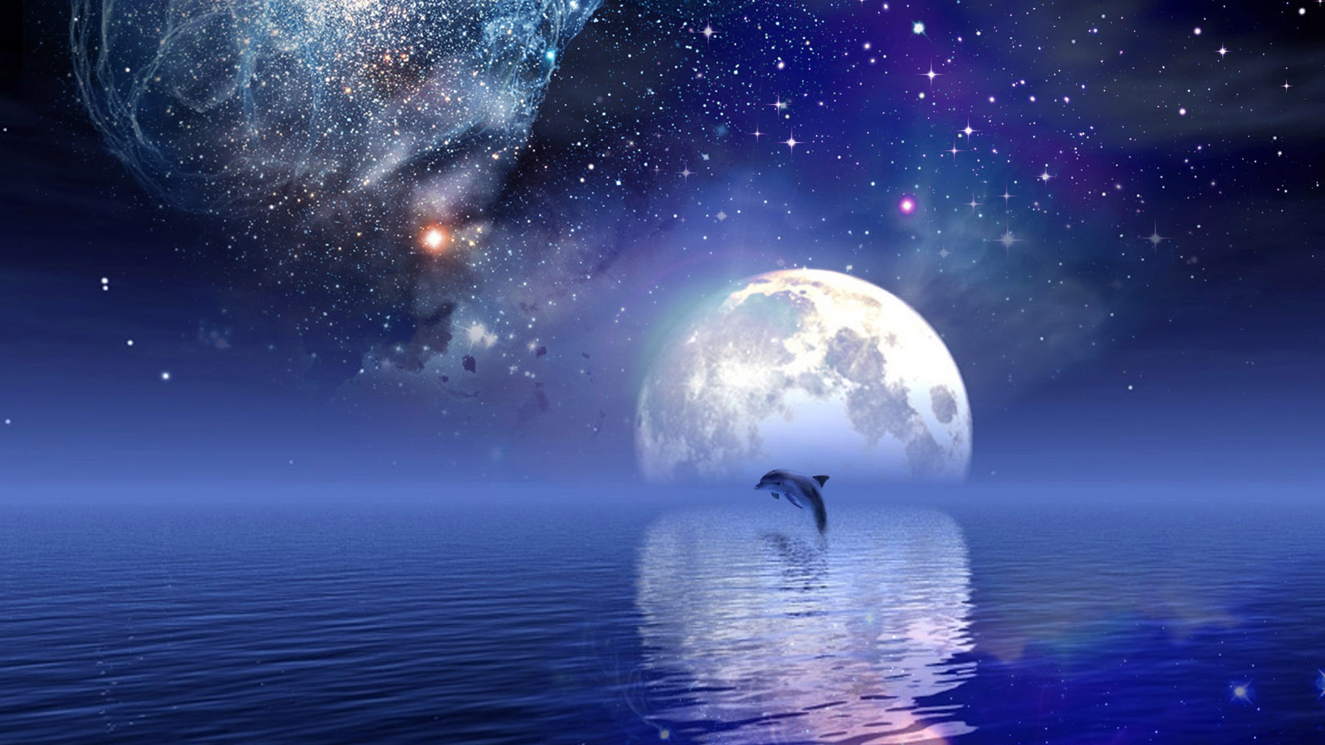 海豚星空壁纸，免费风景电脑桌面下载