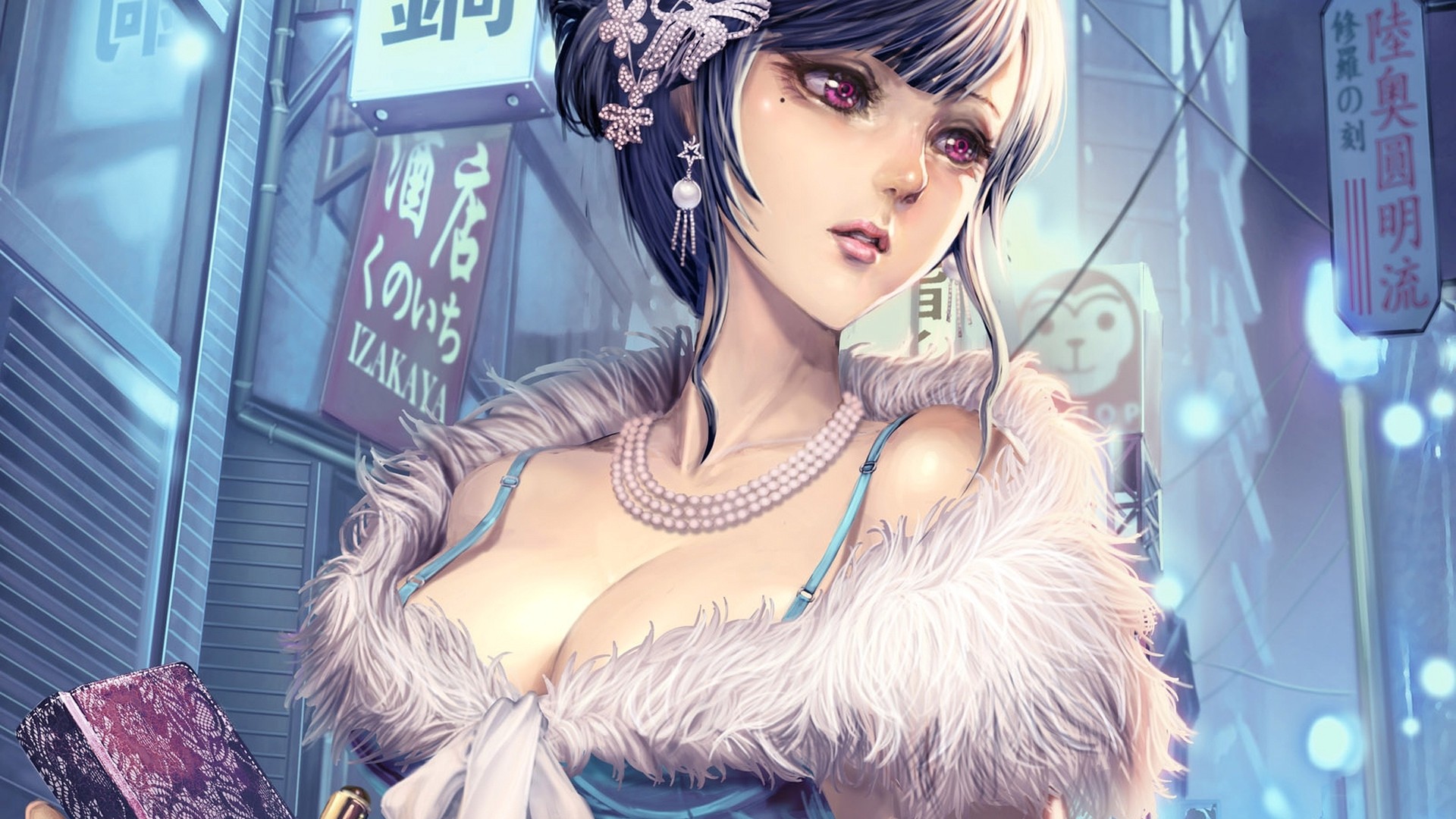 女孩,首饰,性感美女,街道图片,动漫主题壁纸