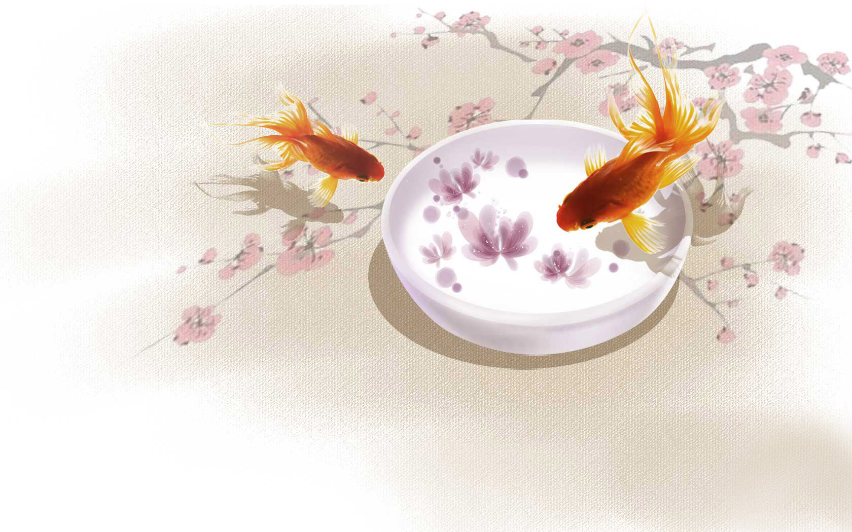 鱼儿水中游，幸福安宁桌面壁纸，免费下载，打造梦幻电脑背景