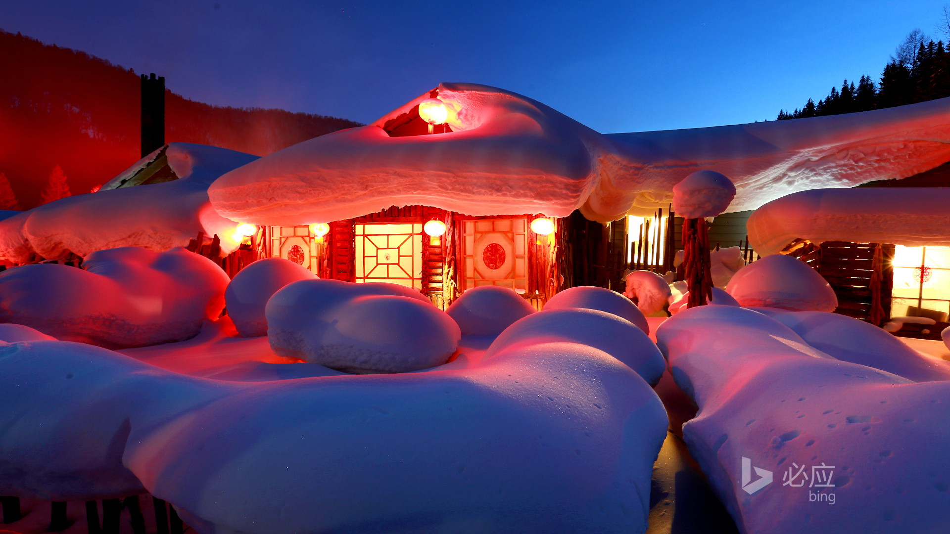 农场雪乡风景小年桌面壁纸