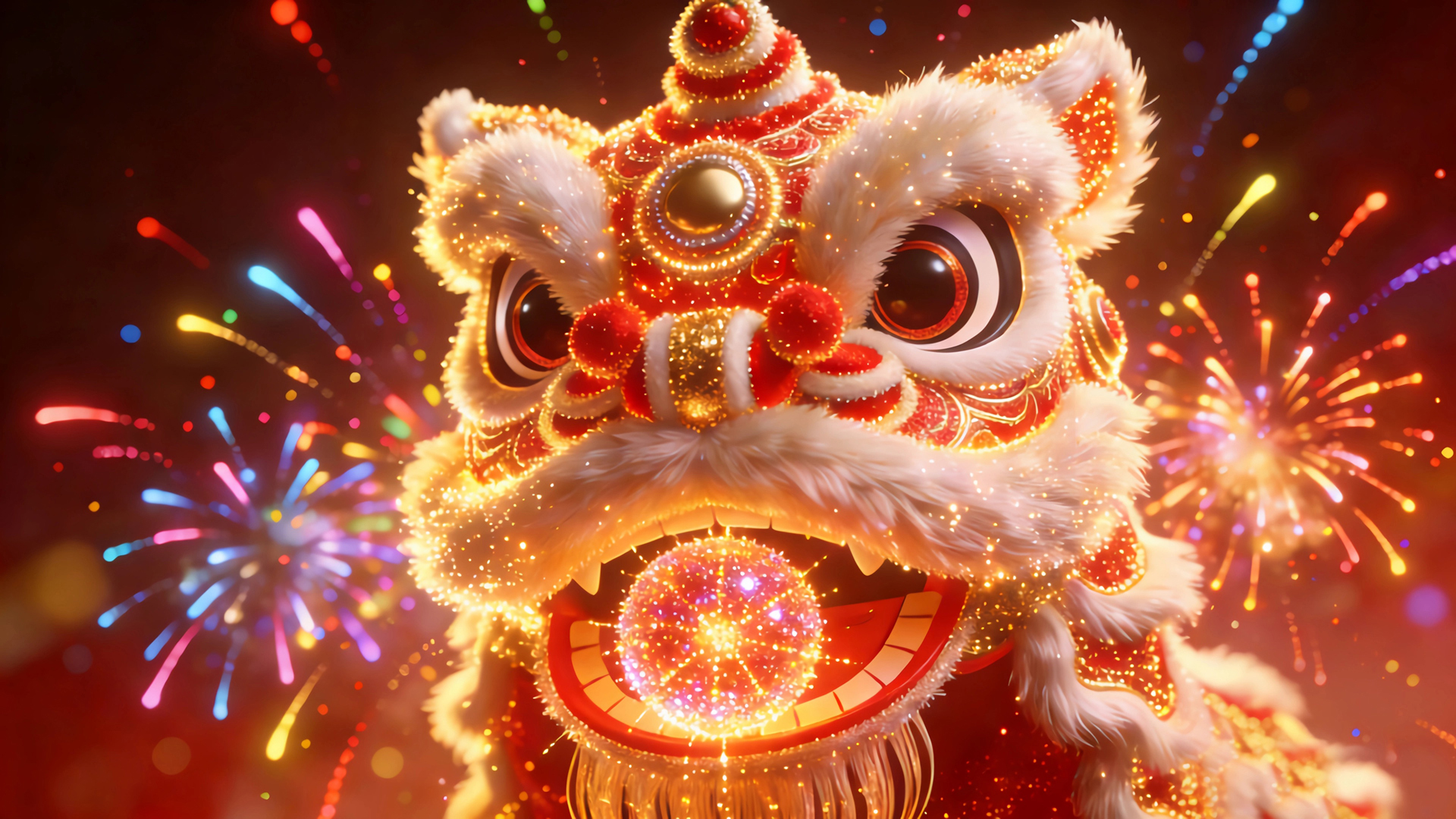 2026狮来运转马年大吉高清节日电脑桌面壁纸免费下载