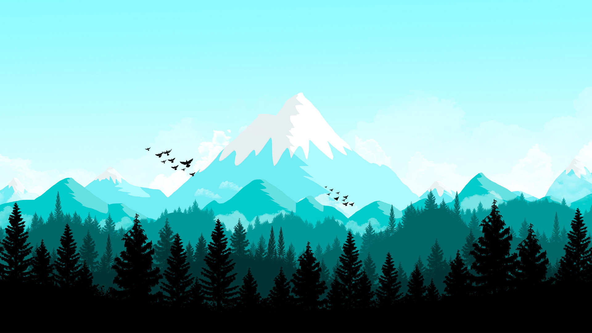 森林山地极简风壁纸，免费下载高清电脑桌面背景