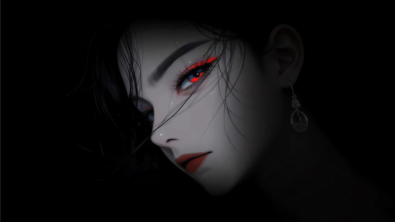 暗黑美女 冷艳红眸 动漫电脑壁纸