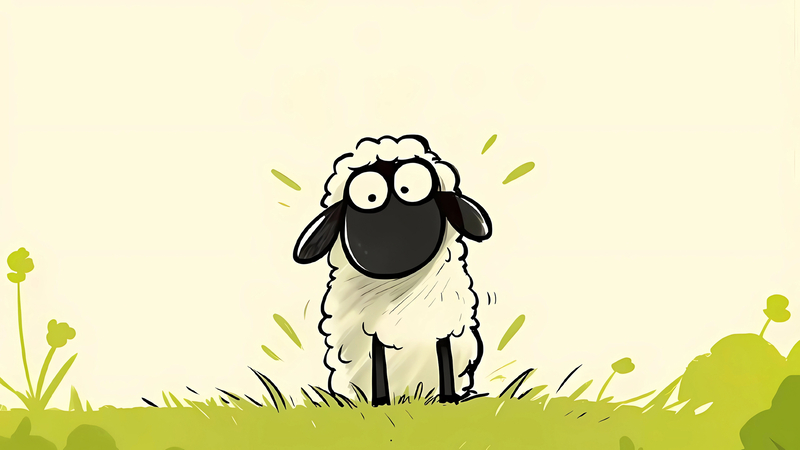 小羊肖恩 卡通羊 绿色草地 简约桌面壁纸