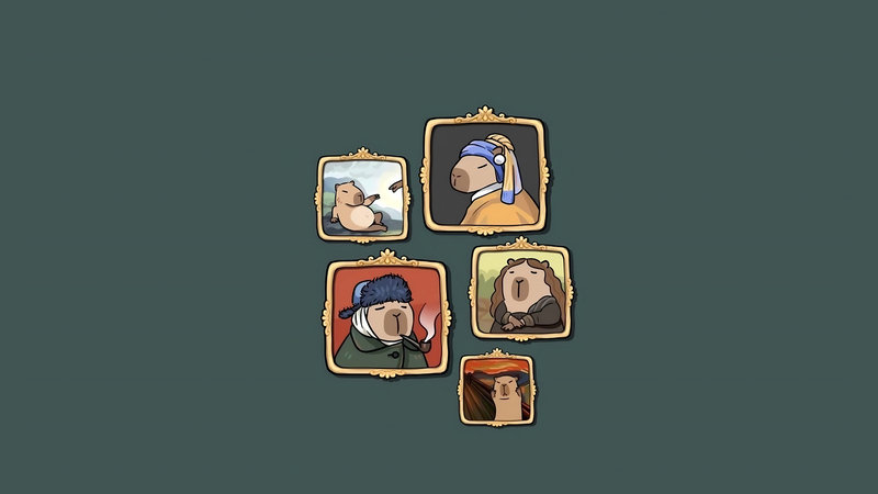 可爱卡皮巴拉 卡通桌面壁纸