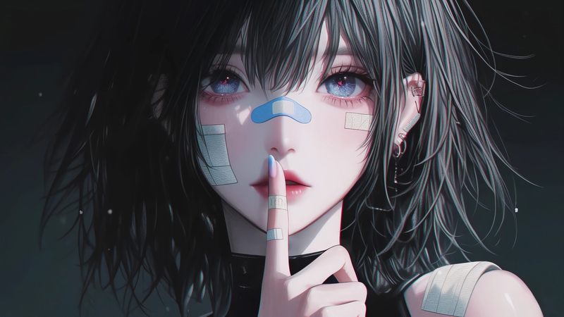 动漫女孩 小指 暗黑系电脑壁纸