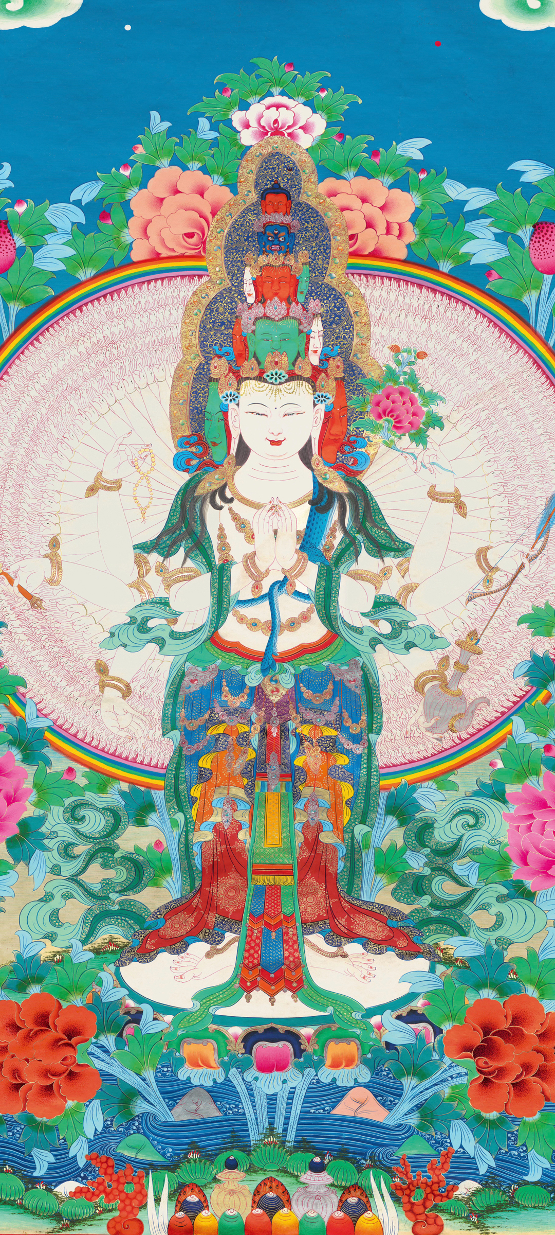 菩萨佛像鲜花主题宗教手机壁纸免费下载