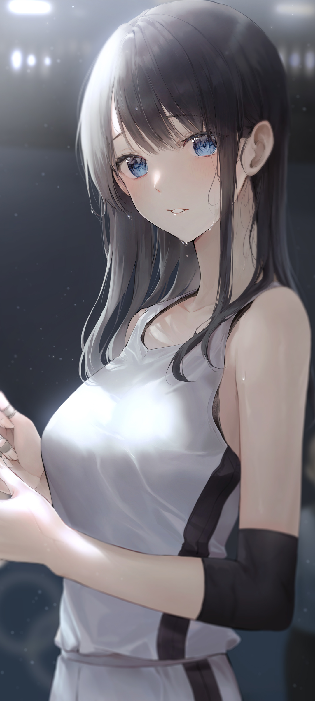 绝美动漫女神穿白色运动服，手机壁纸免费下载！