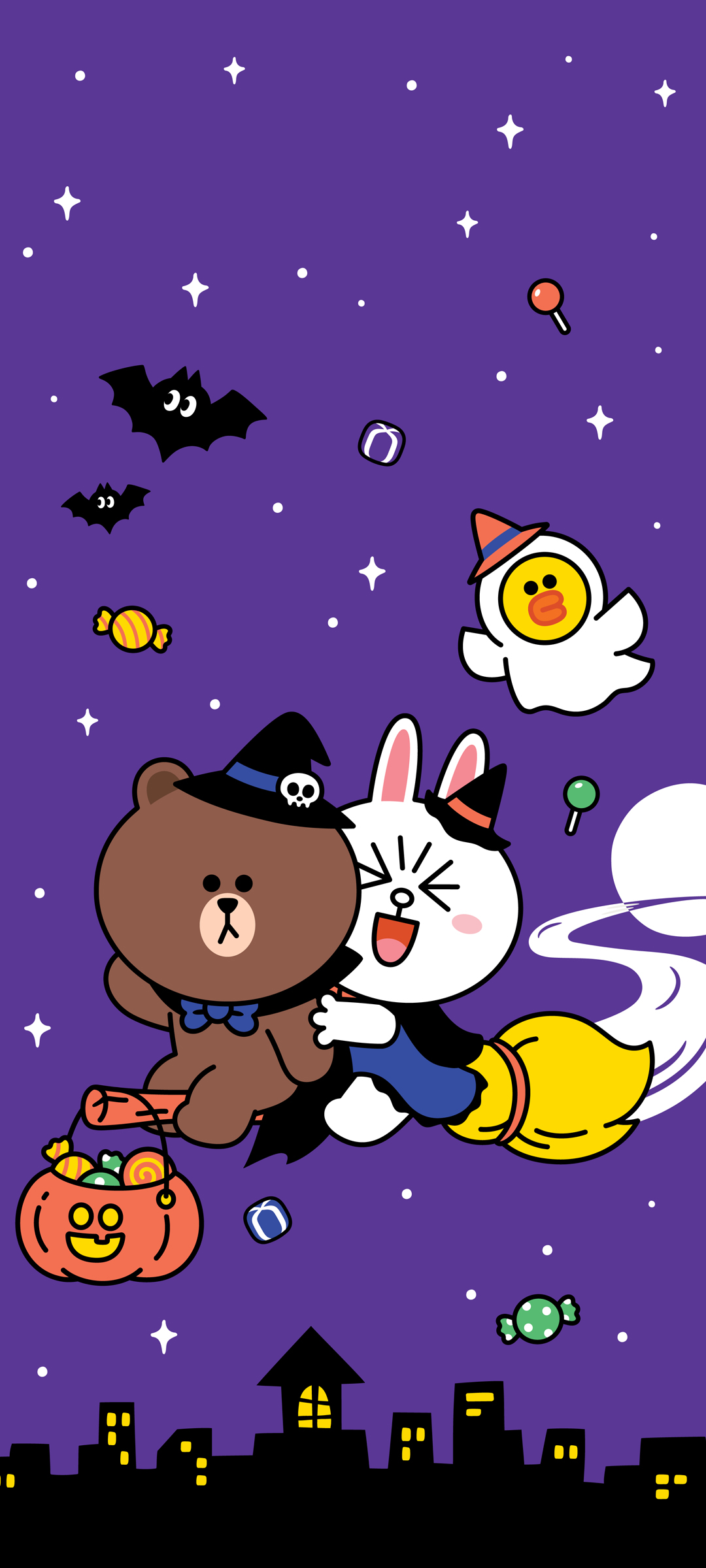 Line Friends万圣节手机壁纸，精选节日图片，免费下载享不停