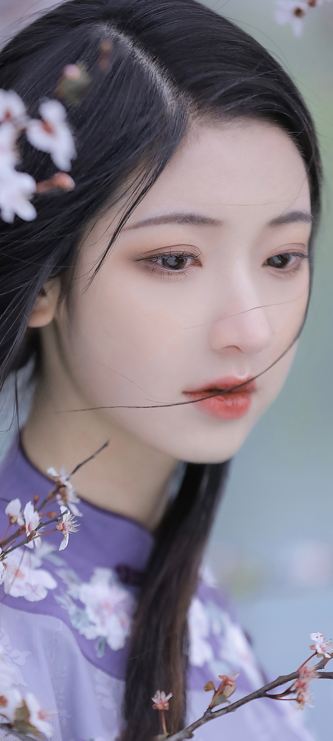 古风清纯美女花卉手机壁纸，免费下载绝美背景