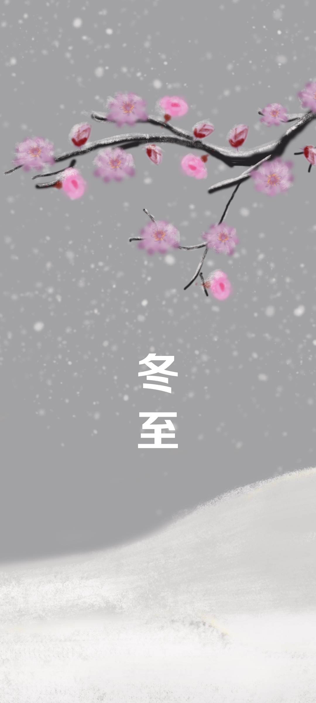 冬至梅花雪景高清壁纸，手机专属，原创免费下载