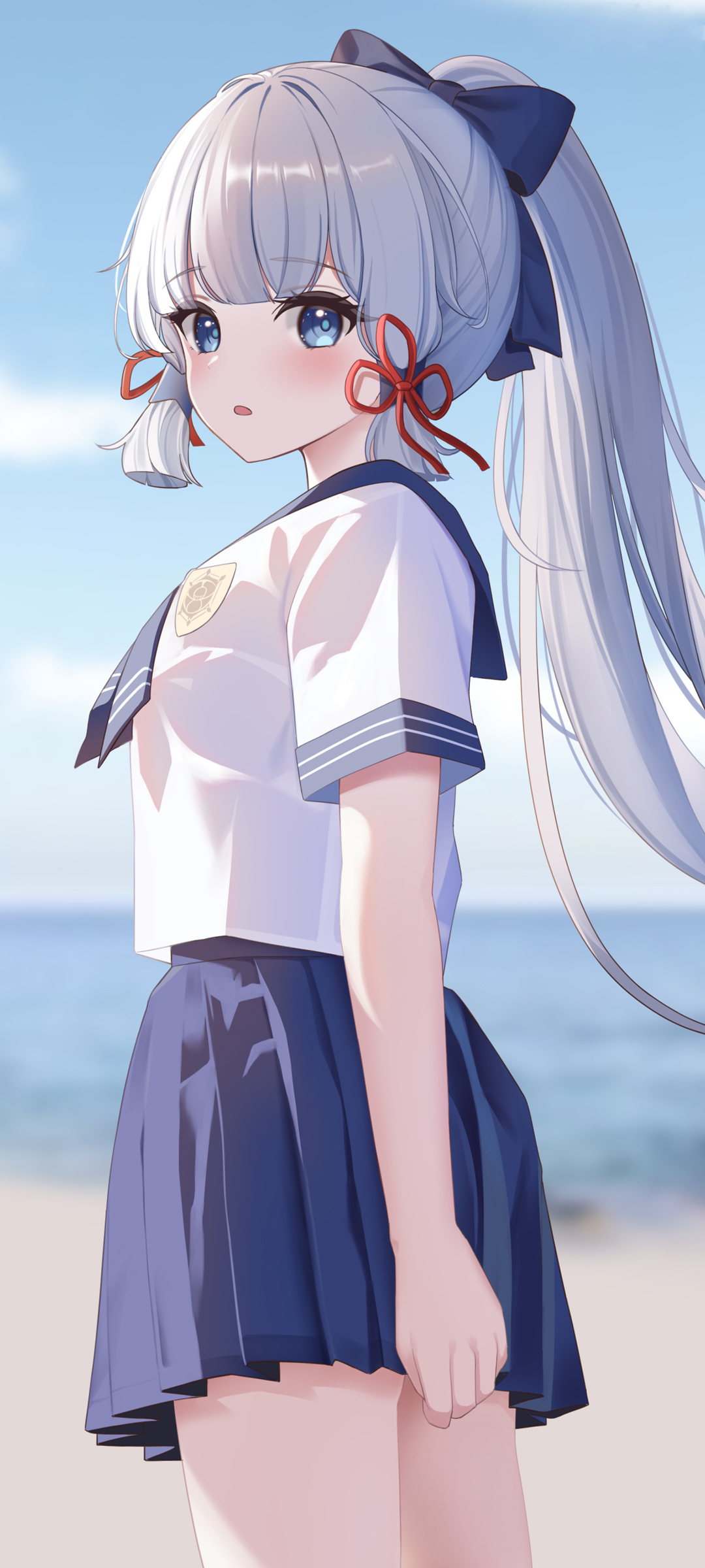 神里绫华水手服美图，原神动漫手机壁纸免费下载