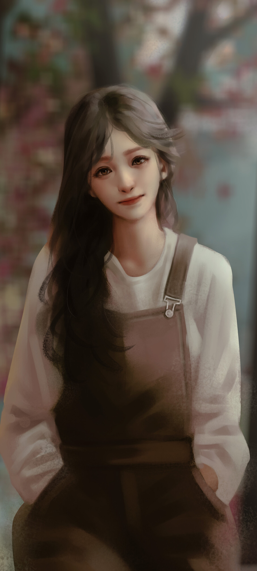 动漫背带裤女孩主题手机壁纸，免费高清下载