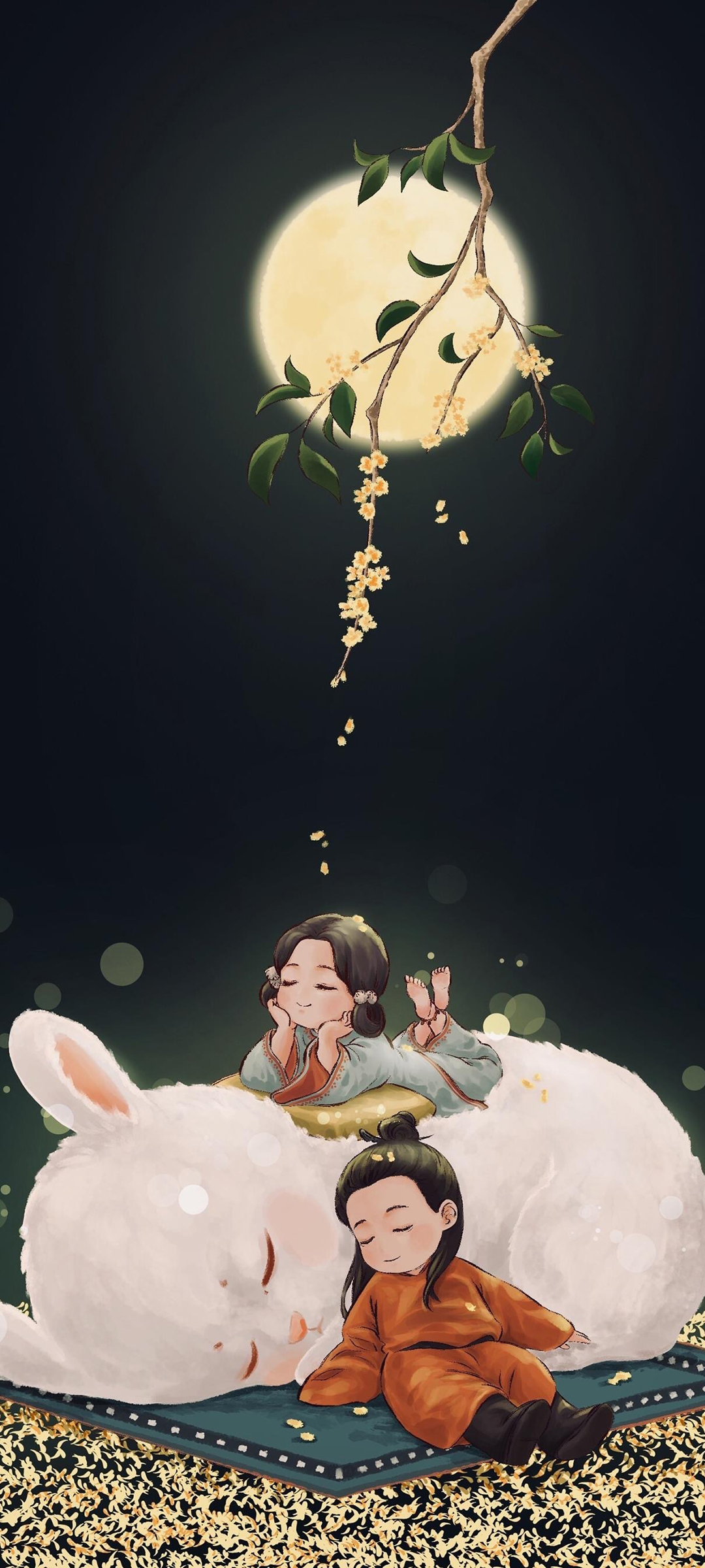中秋节，两小无猜可爱瞬间，精选手机壁纸免费下载