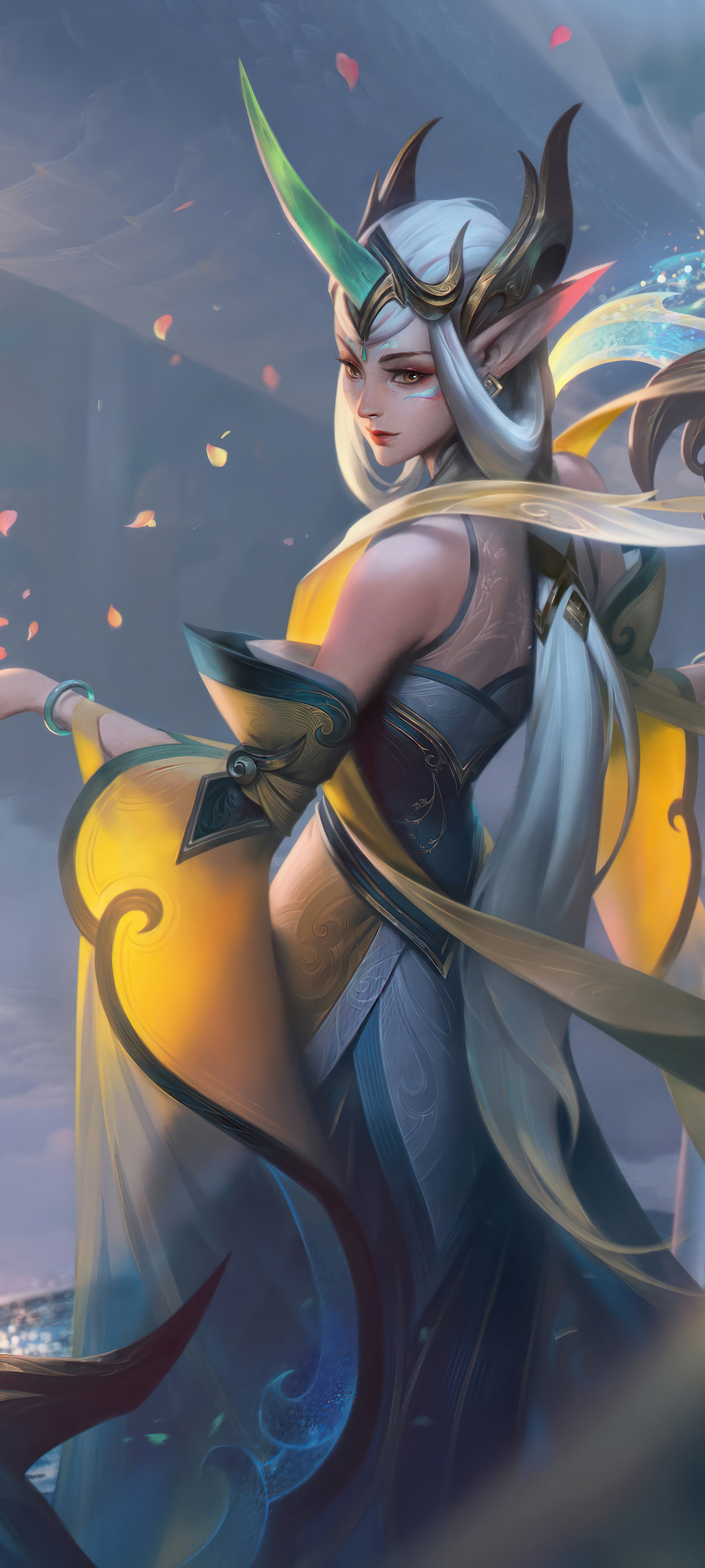 LOL英雄联盟，绝美众星之子索拉卡玉剑传说手机壁纸，免费下载！