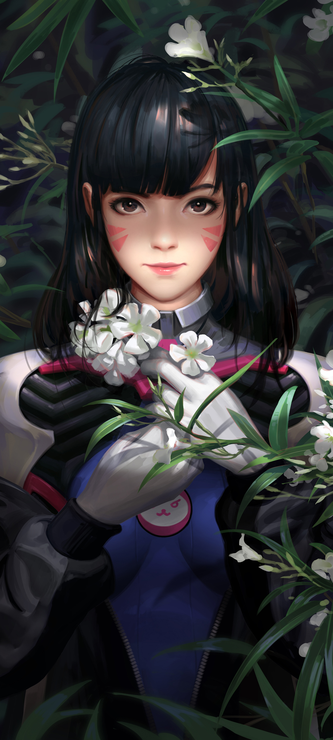 宋哈娜全面屏手机壁纸，花丛美女版，免费下载畅享游戏视觉盛宴