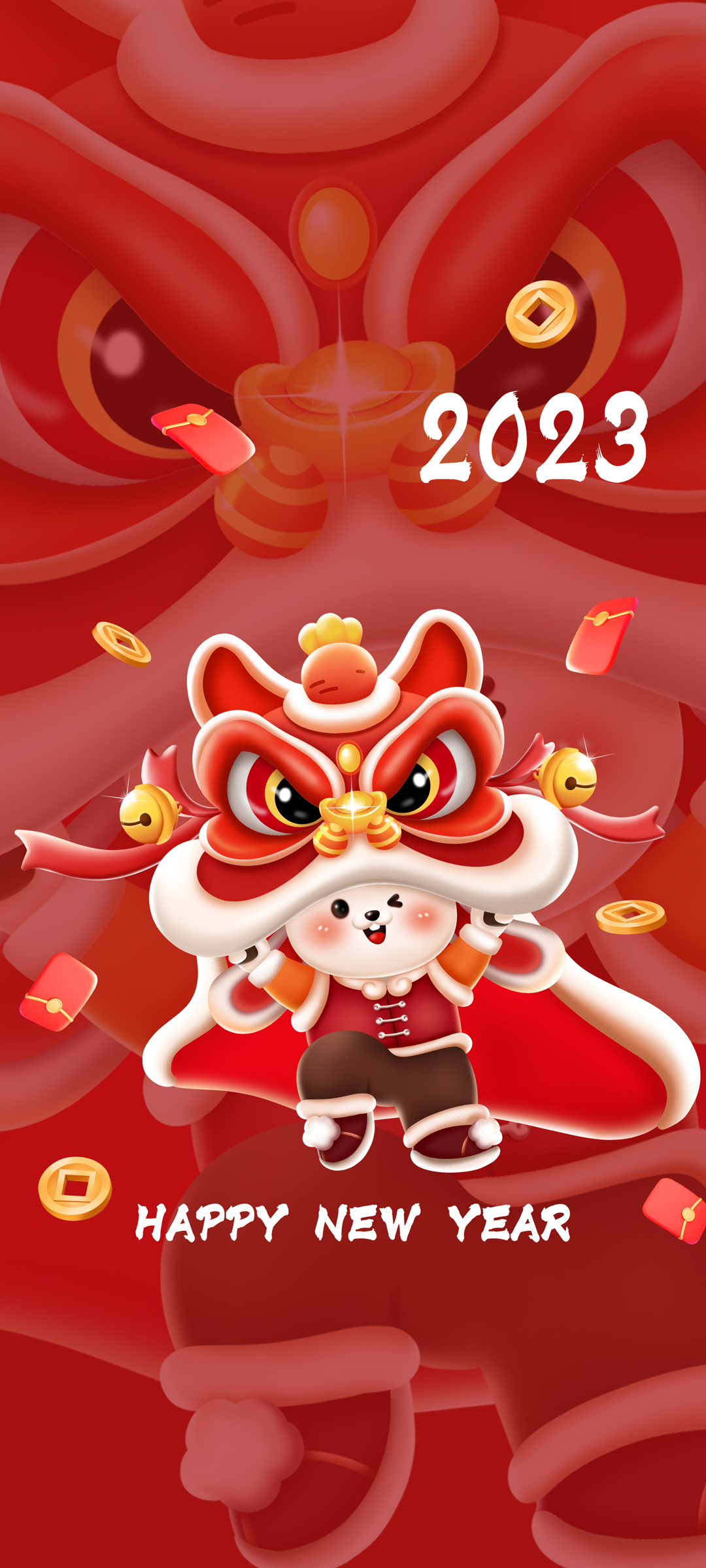 新年舞狮庆兔年，精选手机壁纸免费下载