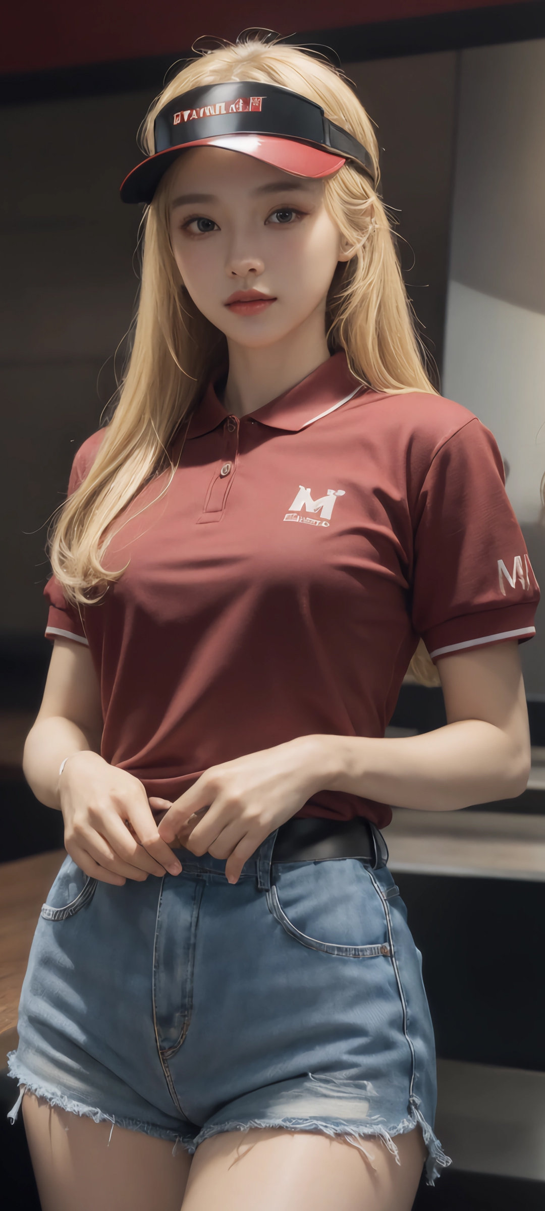 AI餐厅，美女服务员工作服风采，高清动漫壁纸免费下载