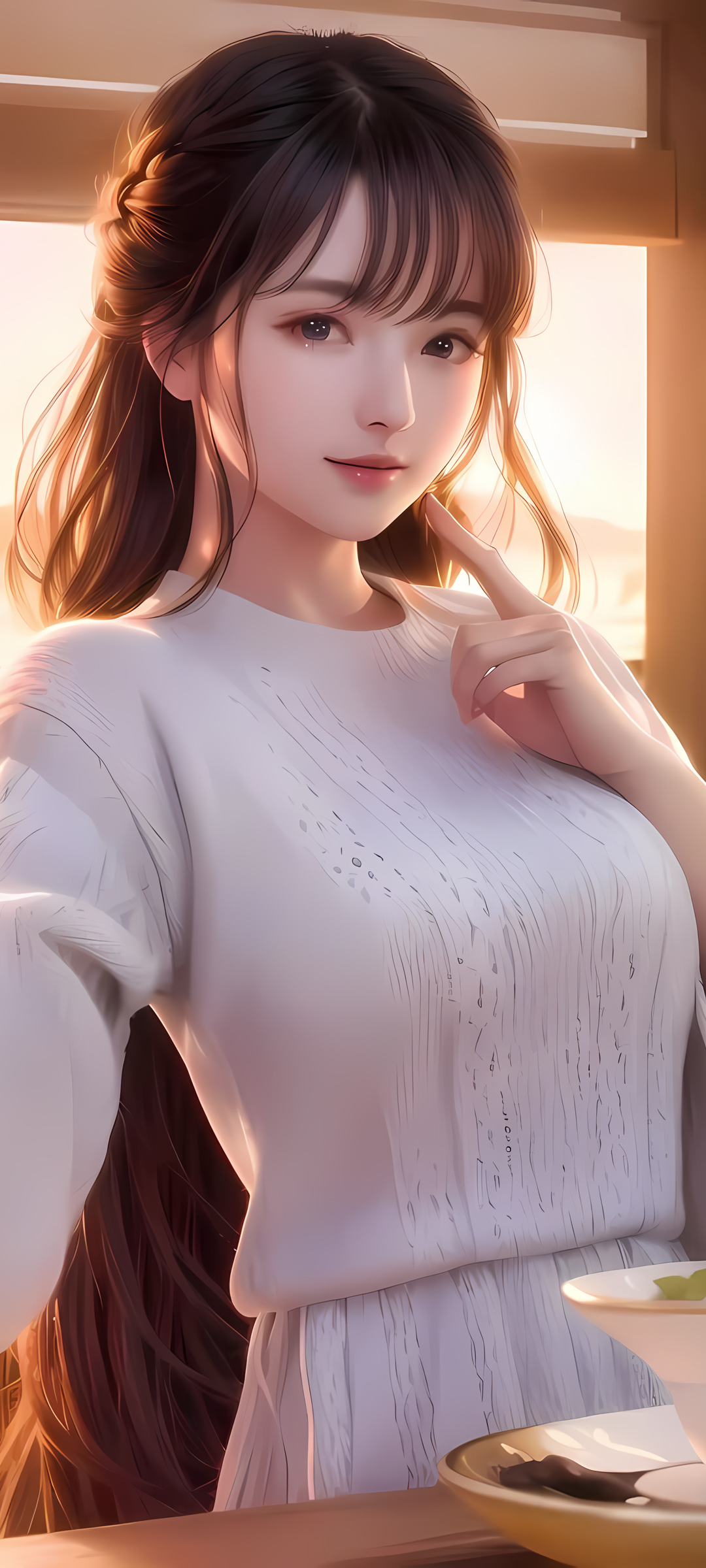 免费下载阳光可爱动漫美女壁纸，AI绘画风格，手机专属美化选择