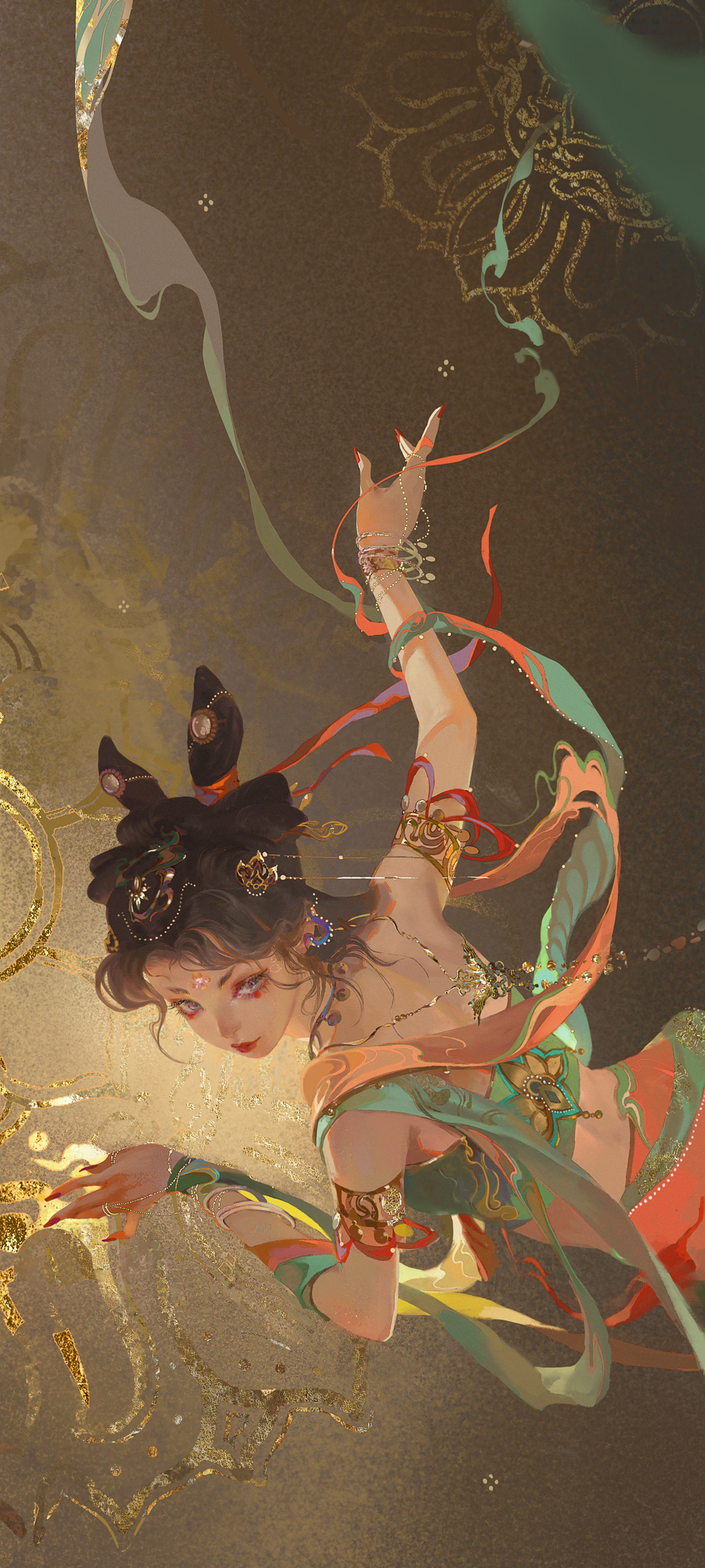 敦煌风韵美女舞，动漫手机壁纸免费下载