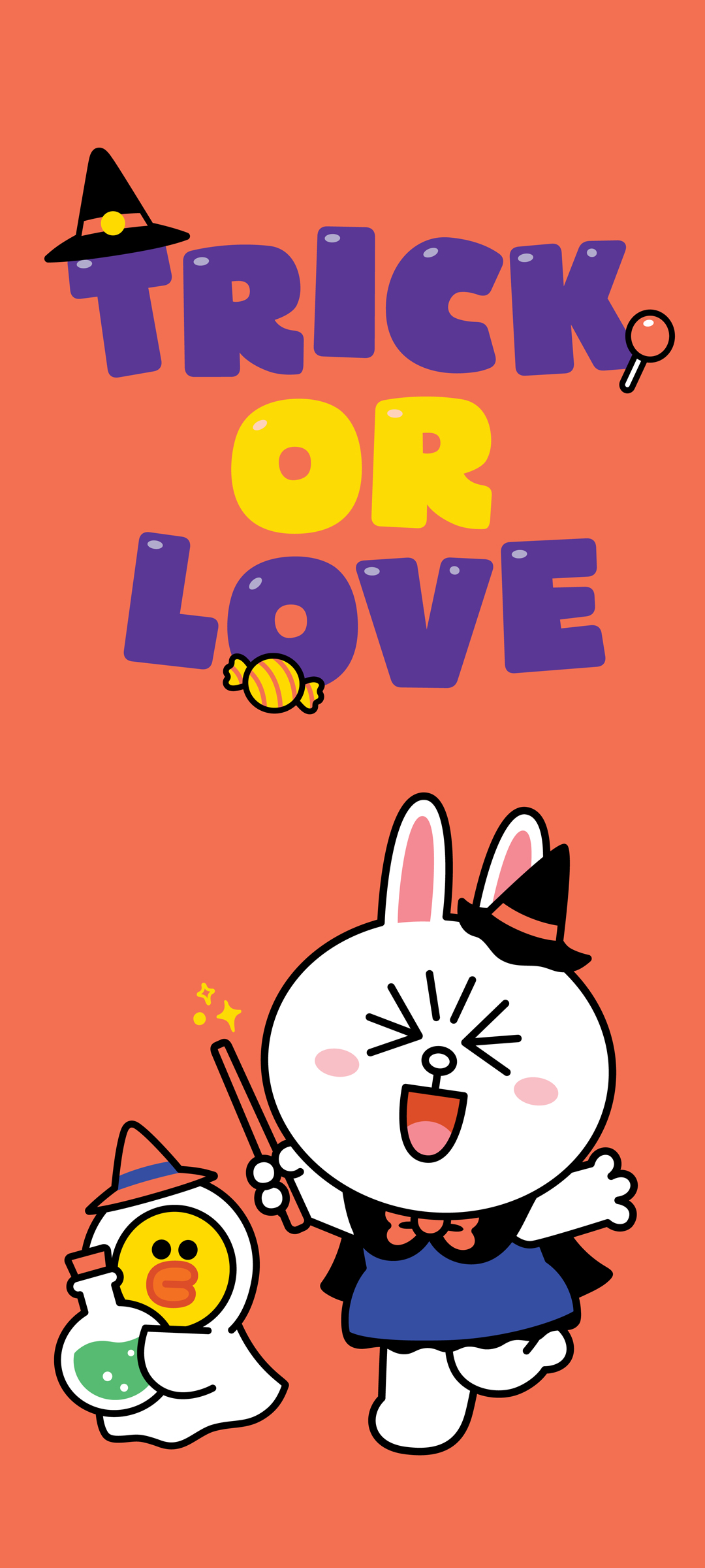 Line Friends万圣节特辑，萌趣手机桌面壁纸，节日氛围满满，免费下载！