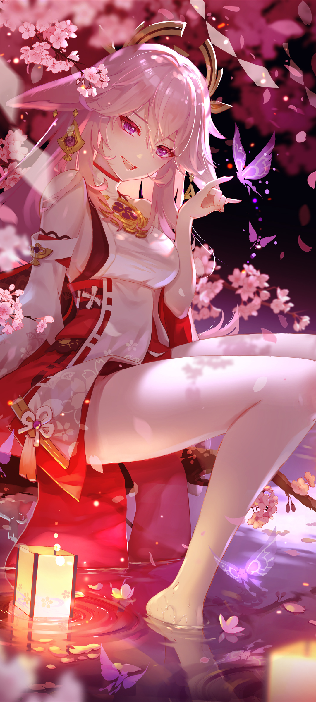原神，八重神子花水灯绝美动漫壁纸，免费下载装点你的手机屏幕
