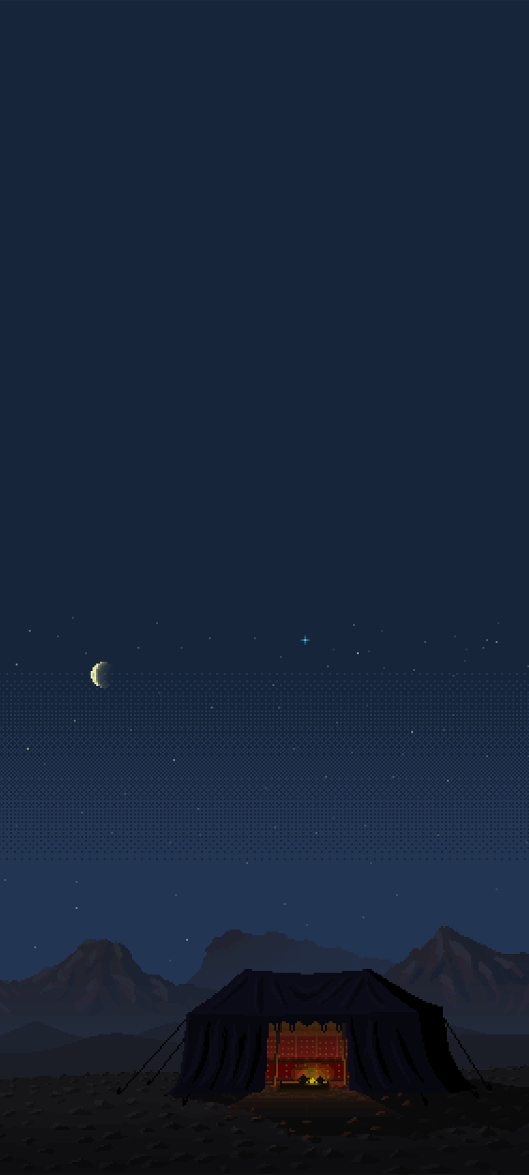 像素风夜宿营地美景，免费手机壁纸高清下载
