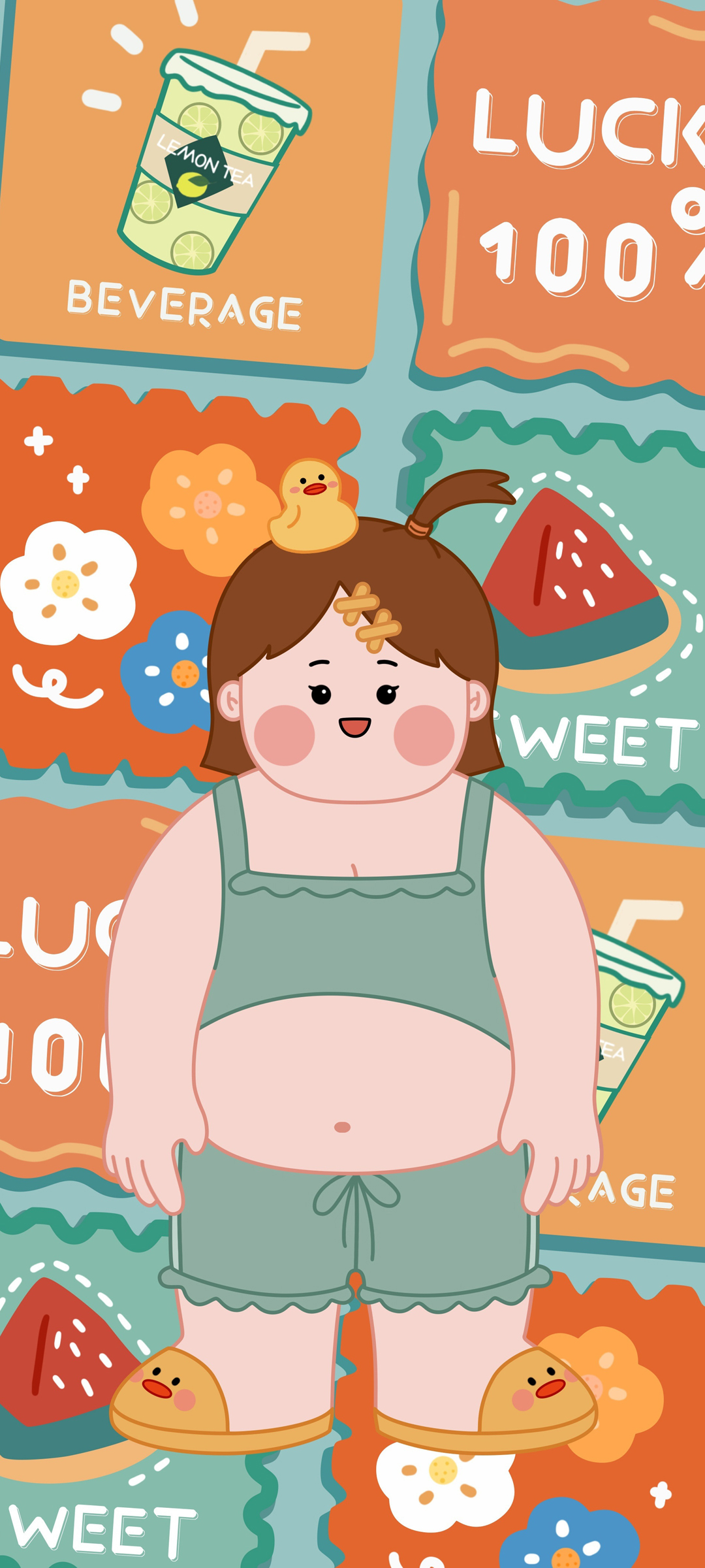 甜蜜胖萌情侣手机壁纸，女款精选，免费下载畅享！