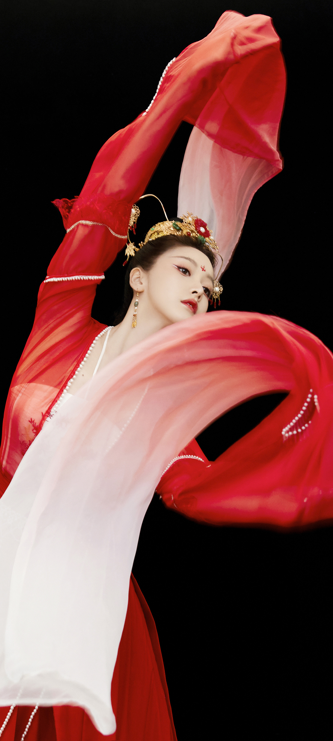 舞蹈红裙美女，高清手机壁纸免费下载
