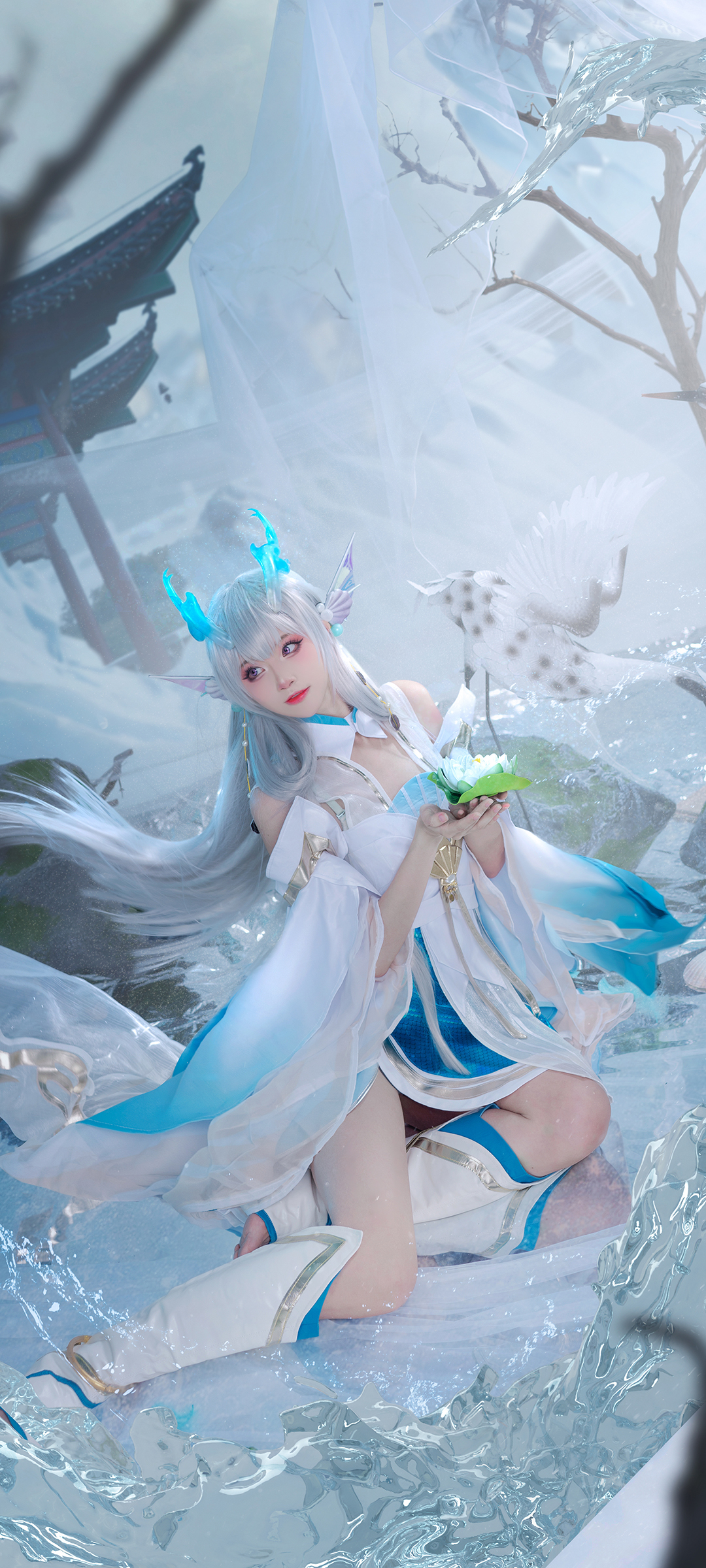 萌系COSPLAY美女，亭中倩影，精选免费手机壁纸下载