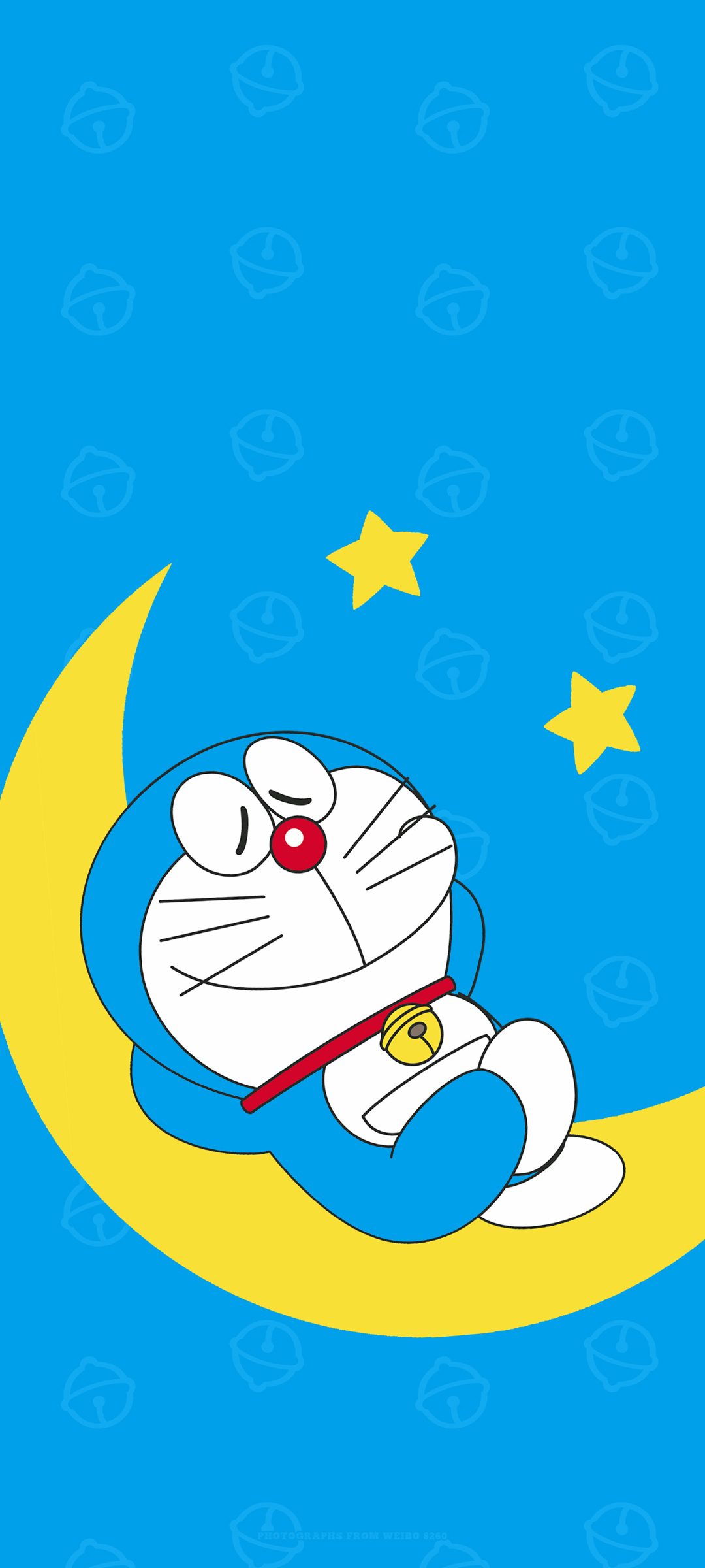 哆啦A梦星空壁纸，月亮星星动漫版，免费手机壁纸下载