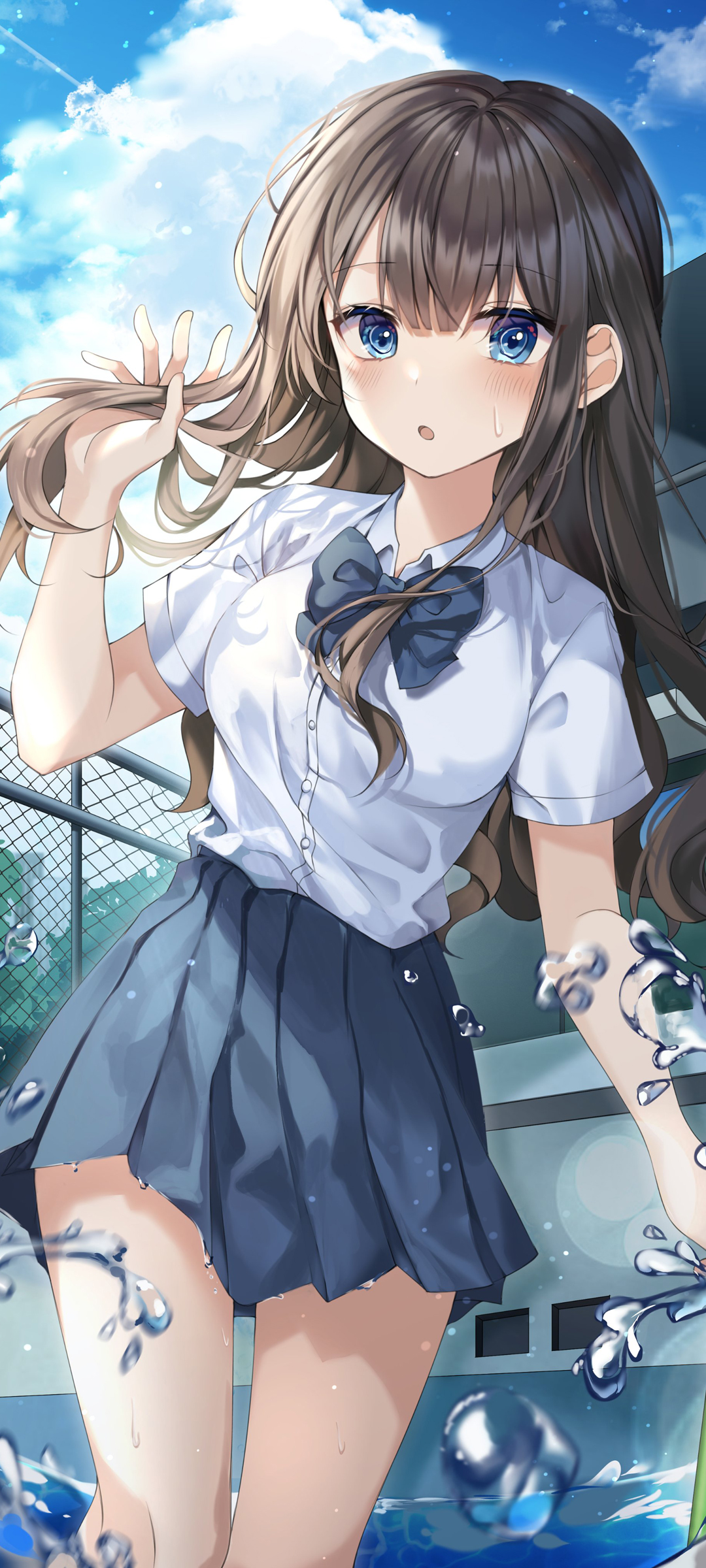 水手服少女美腿动漫，全屏手机壁纸，免费下载