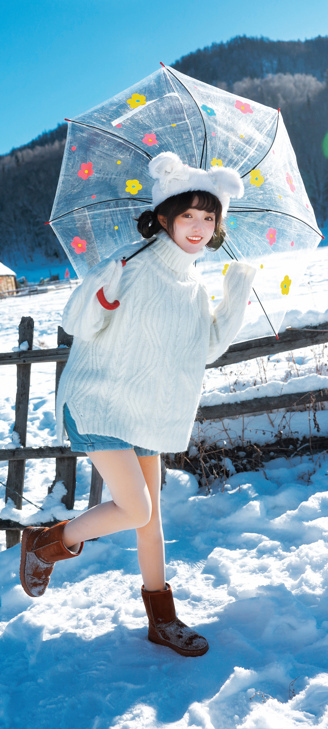 小陆离美女雪景壁纸，全屏高清，免费下载手机专属美图