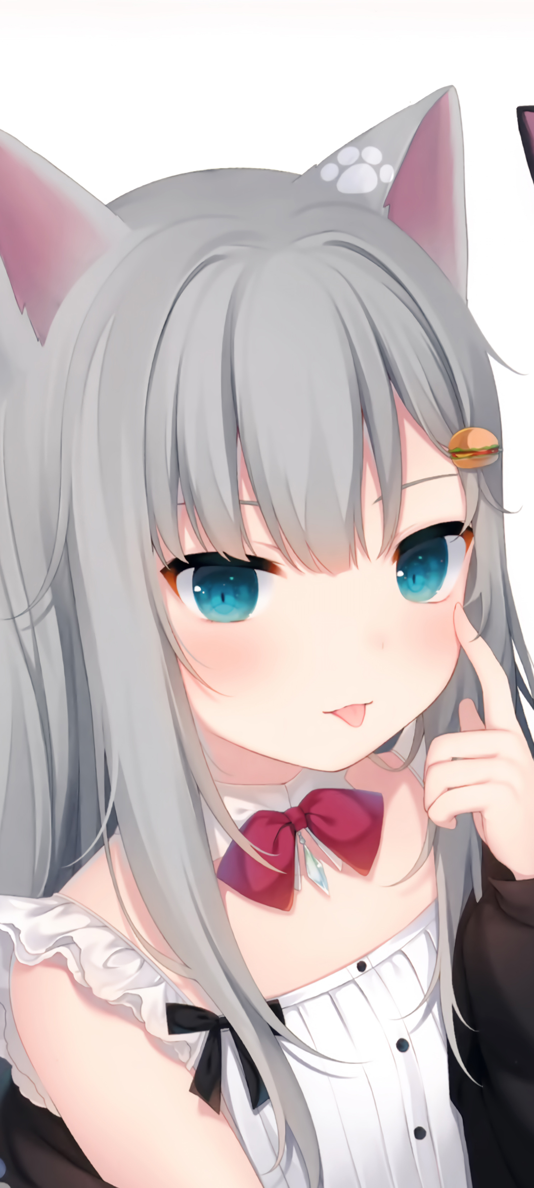 猫耳萌娘猫羽雫，蓝色眼眸动漫女生萌照，精选免费手机壁纸下载