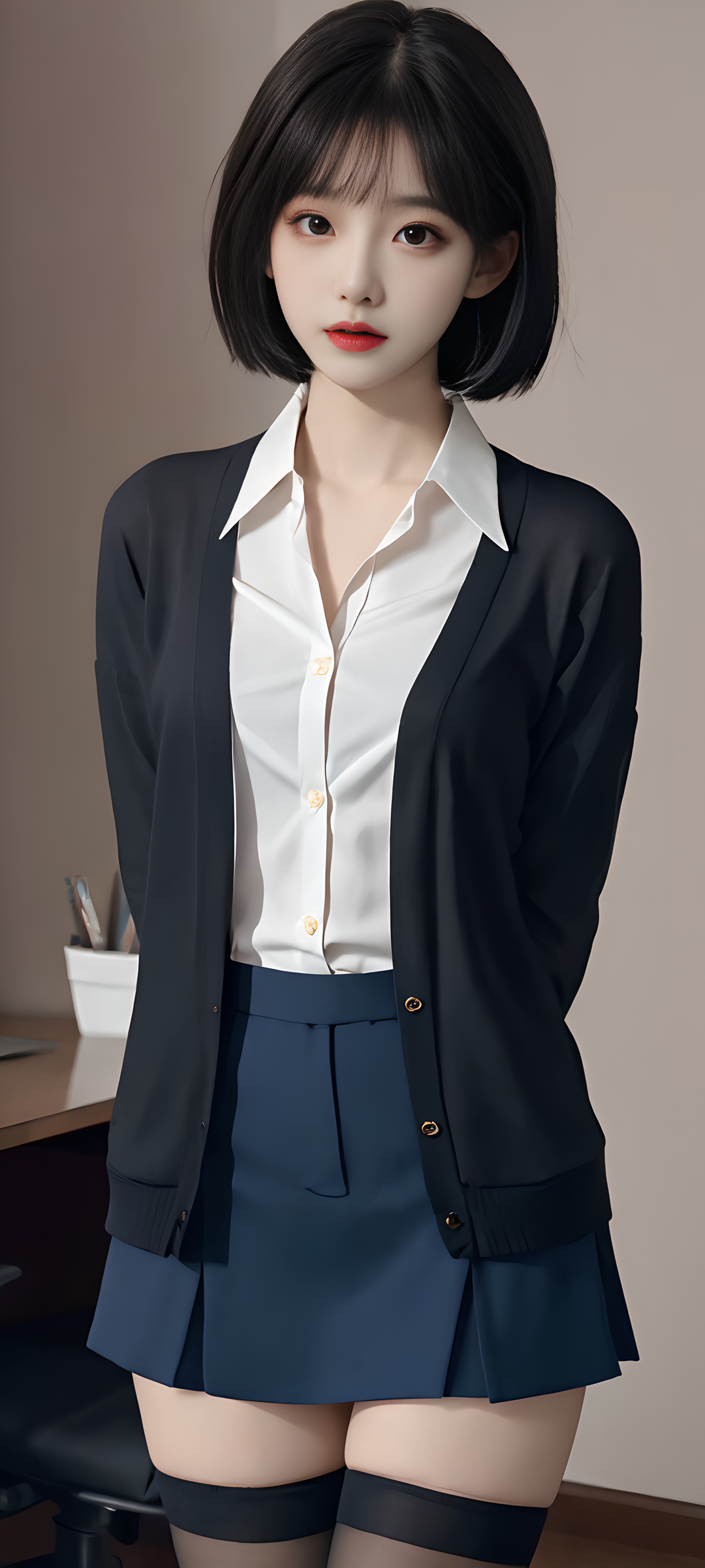 短发短裙美女动漫AI高清壁纸，免费下载手机专属美化