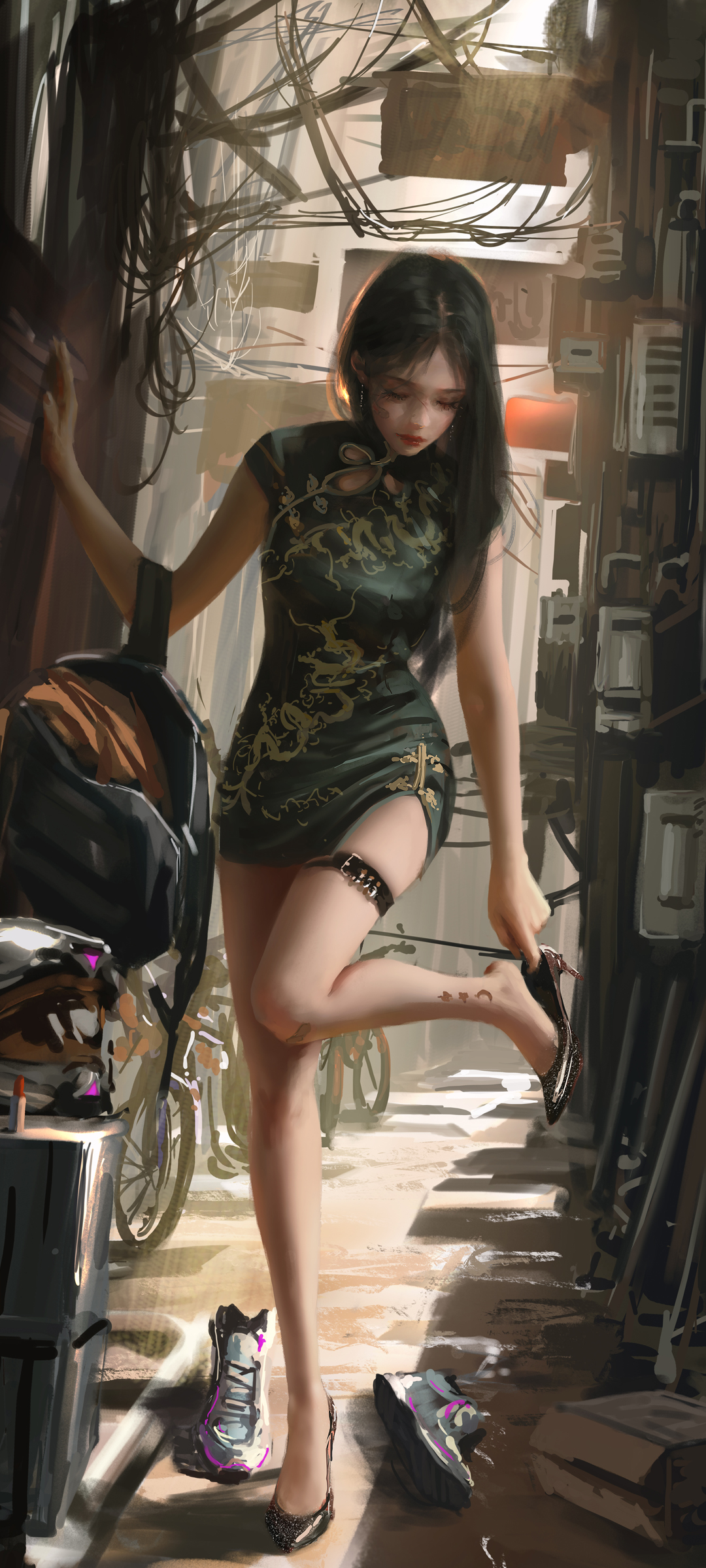鬼刀旗袍美女美腿动漫壁纸，免费下载，精美手机背景任你选