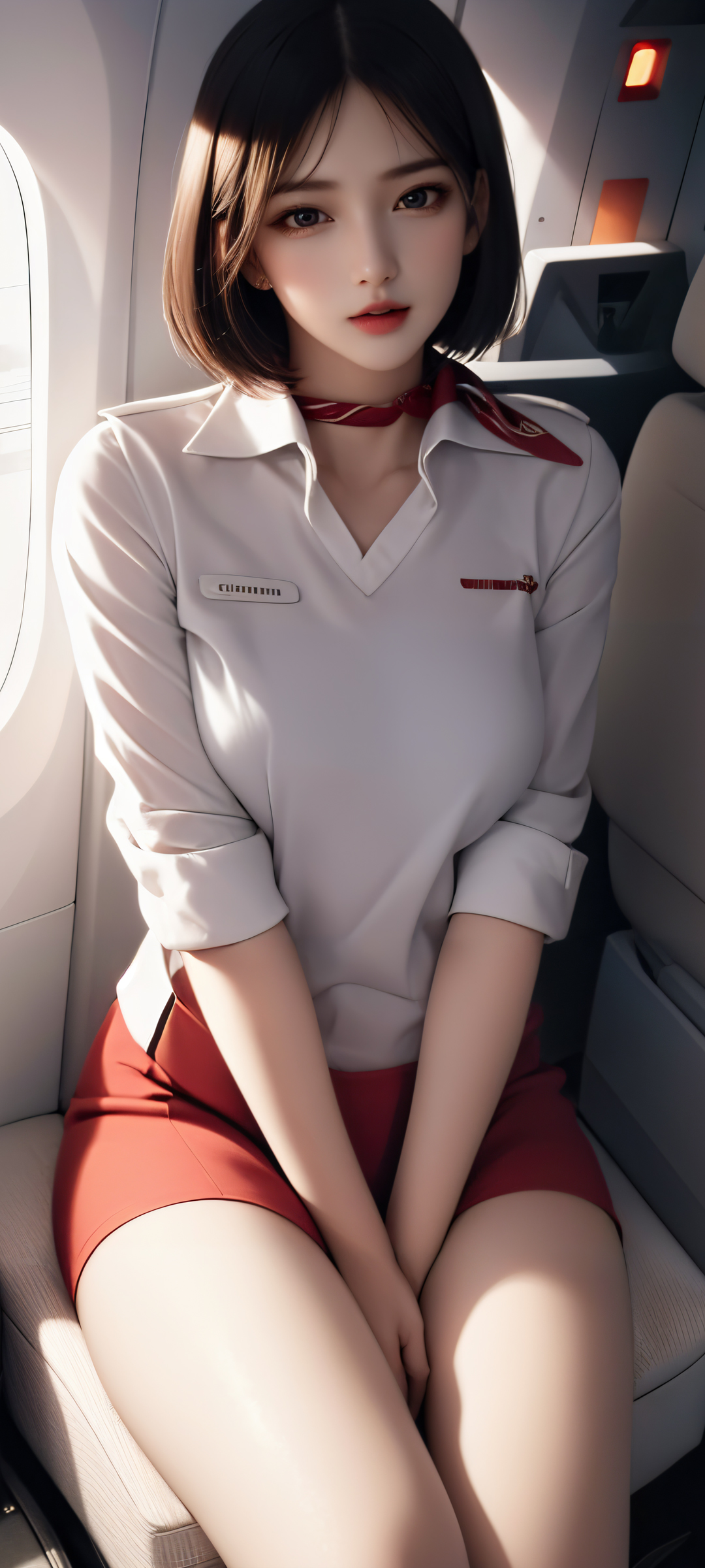 AI美女空姐动漫壁纸，高清大长腿，免费手机壁纸下载